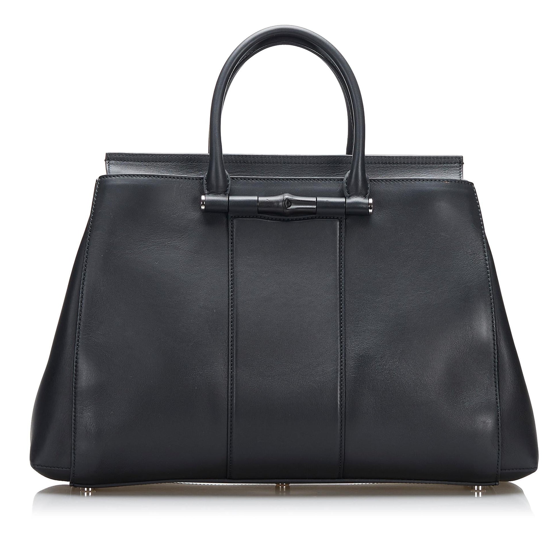 Gucci Bamboo SHG-H7bRrn Calf Black Satchel Bag
