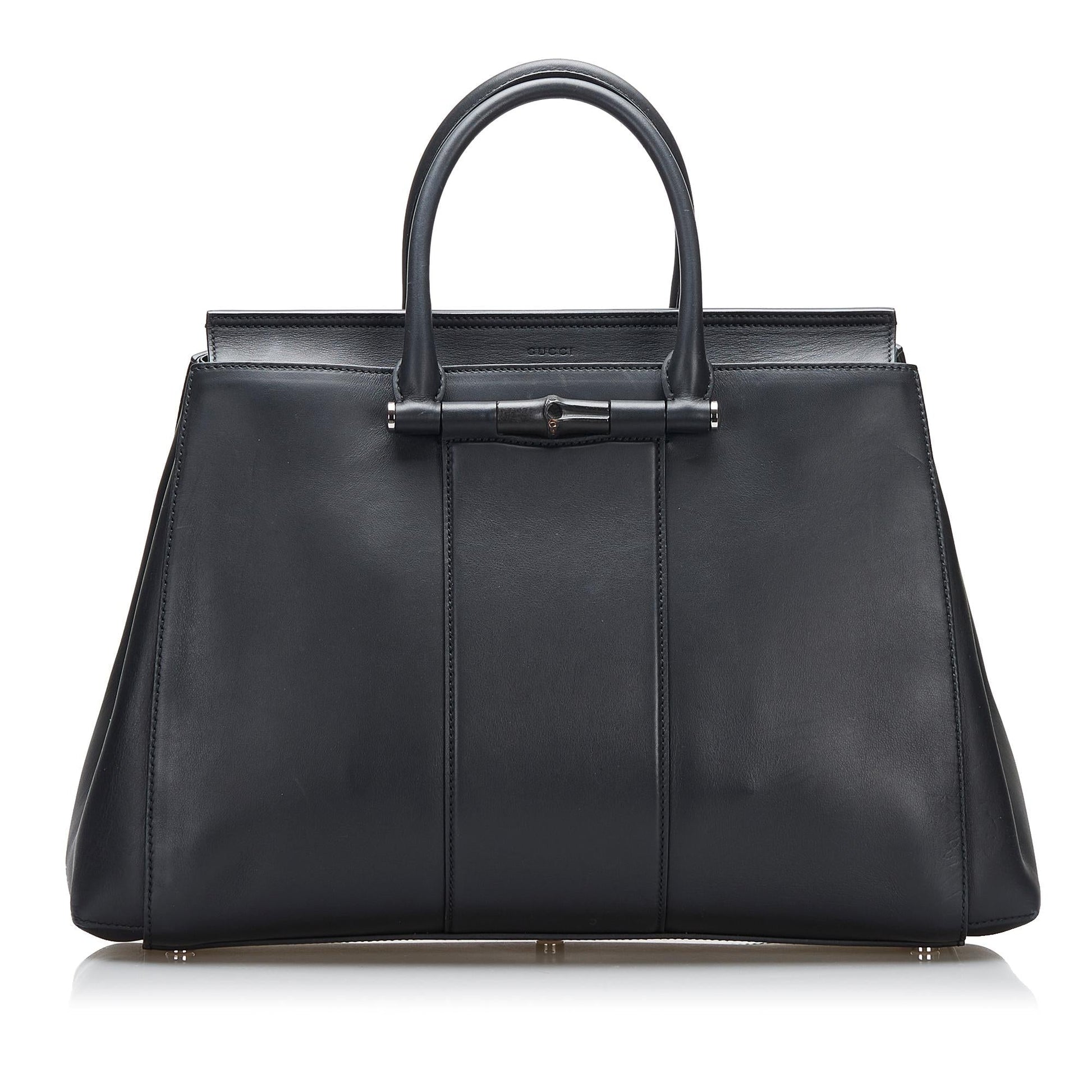 Gucci Bamboo SHG-H7bRrn Calf Black Satchel Bag