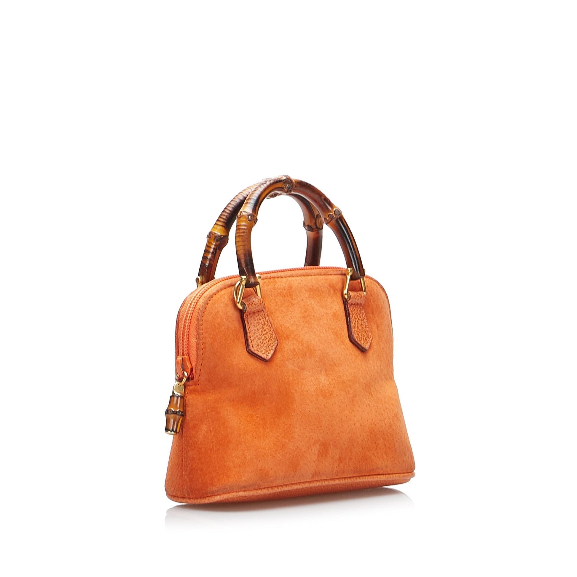Gucci Bamboo SHG-zQB8au Calf Orange Satchel Bag