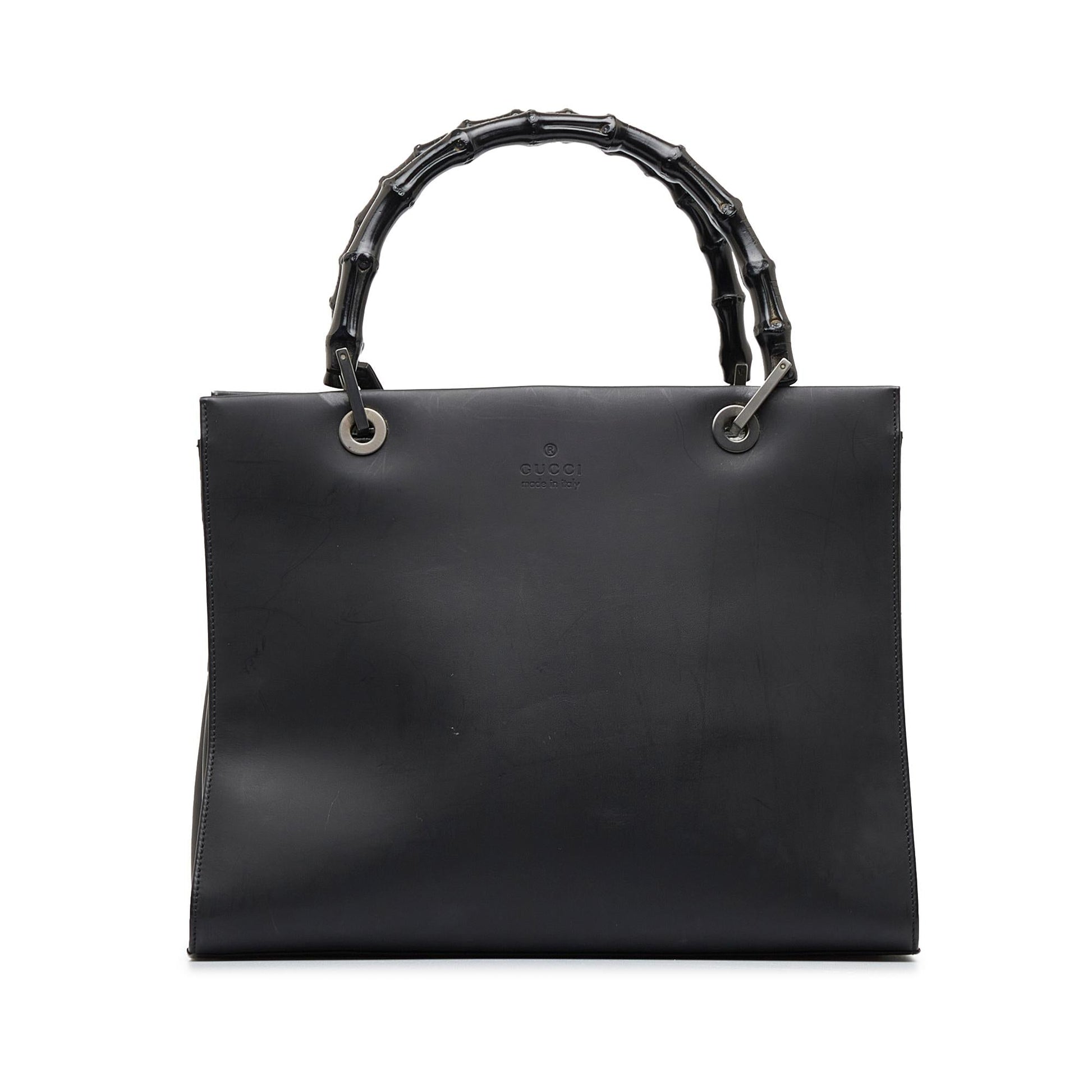 Gucci Bamboo SHG-x4w4vz Calf Black Satchel Bag