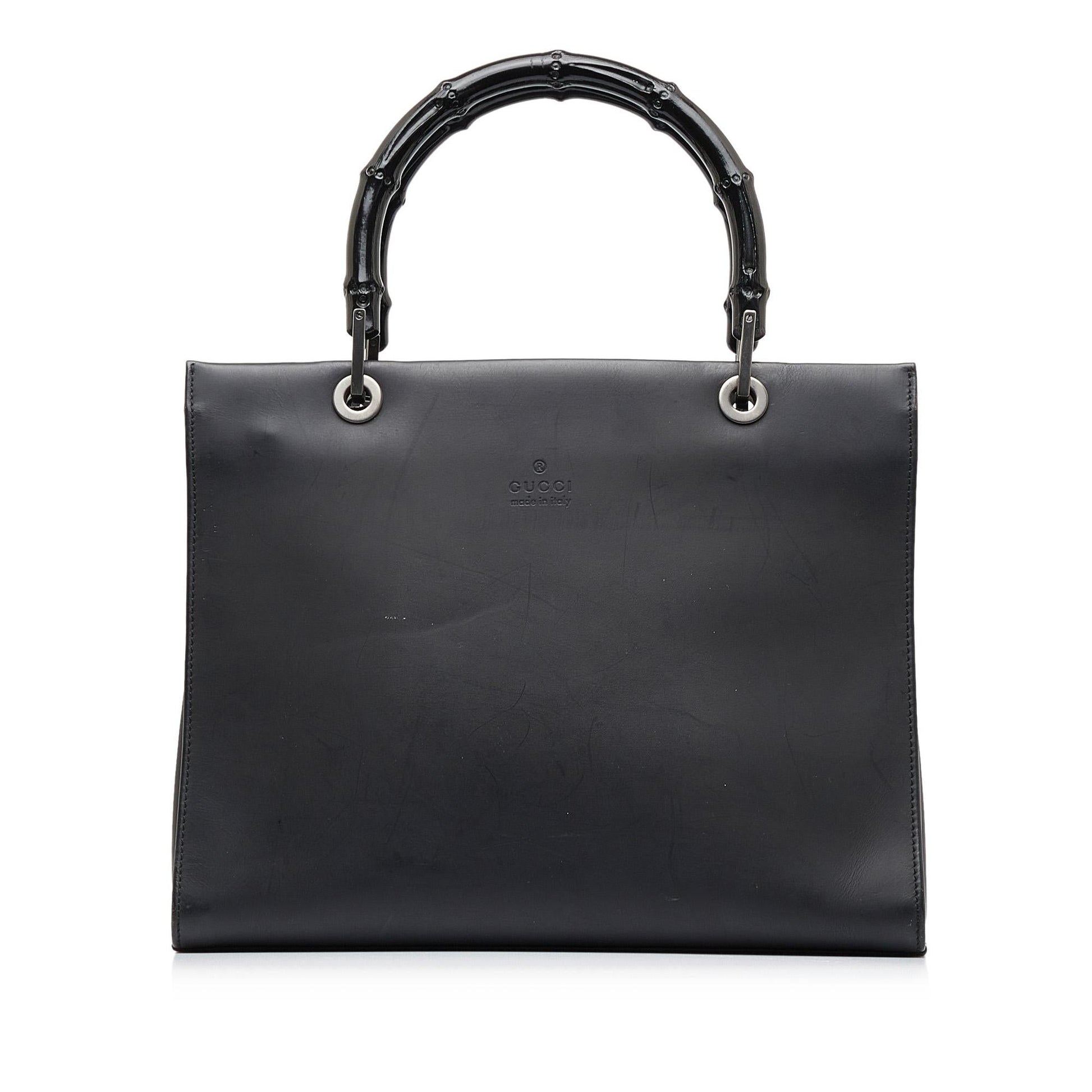 Gucci Bamboo SHG-E G5M Calf Black Satchel Bag