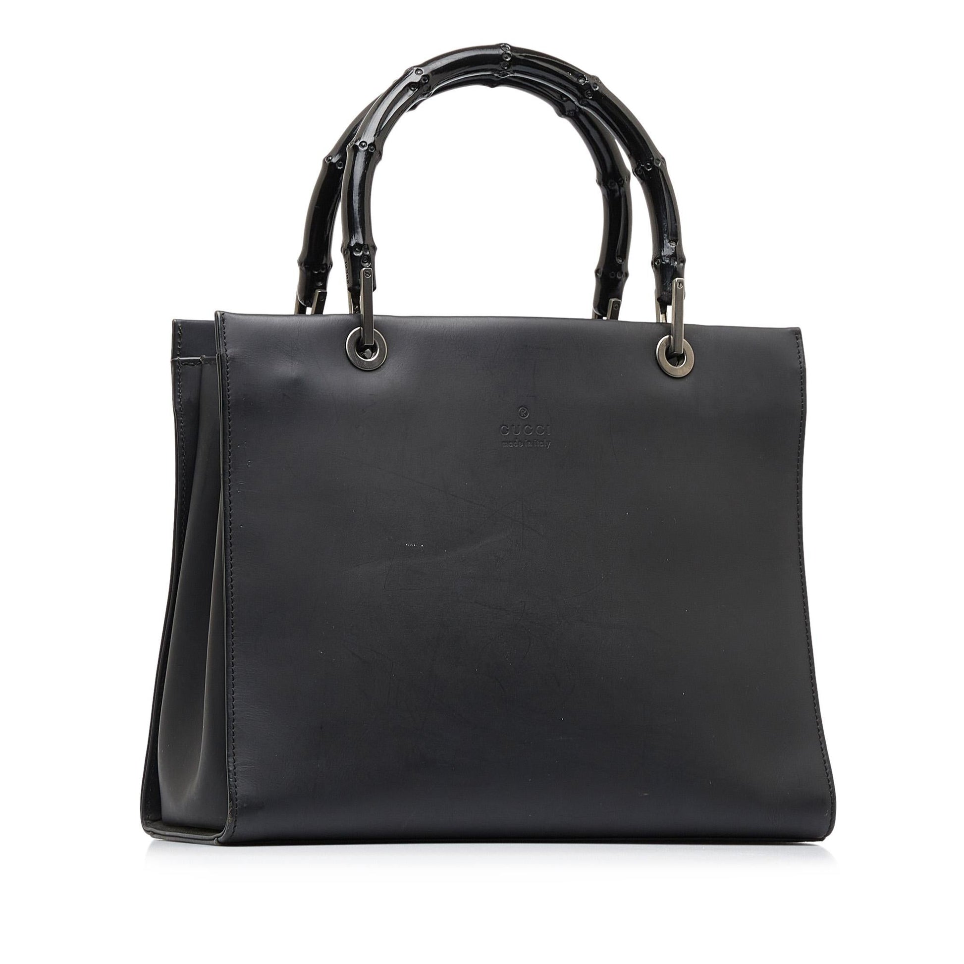 Gucci Bamboo SHG-E G5M Calf Black Satchel Bag