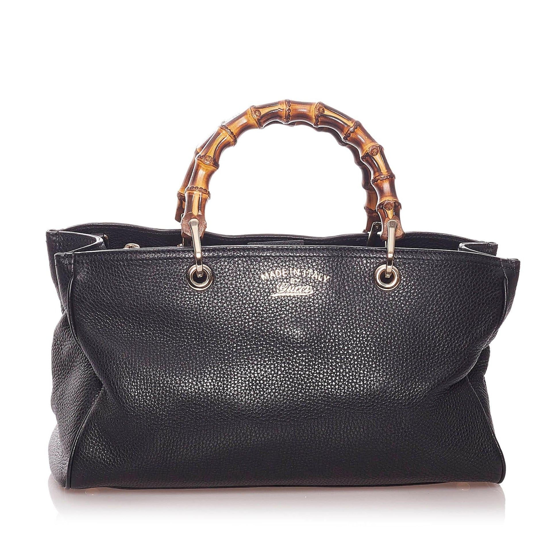 Gucci Bamboo Shopper SHG Leather Calf Black Satchel Bag 5