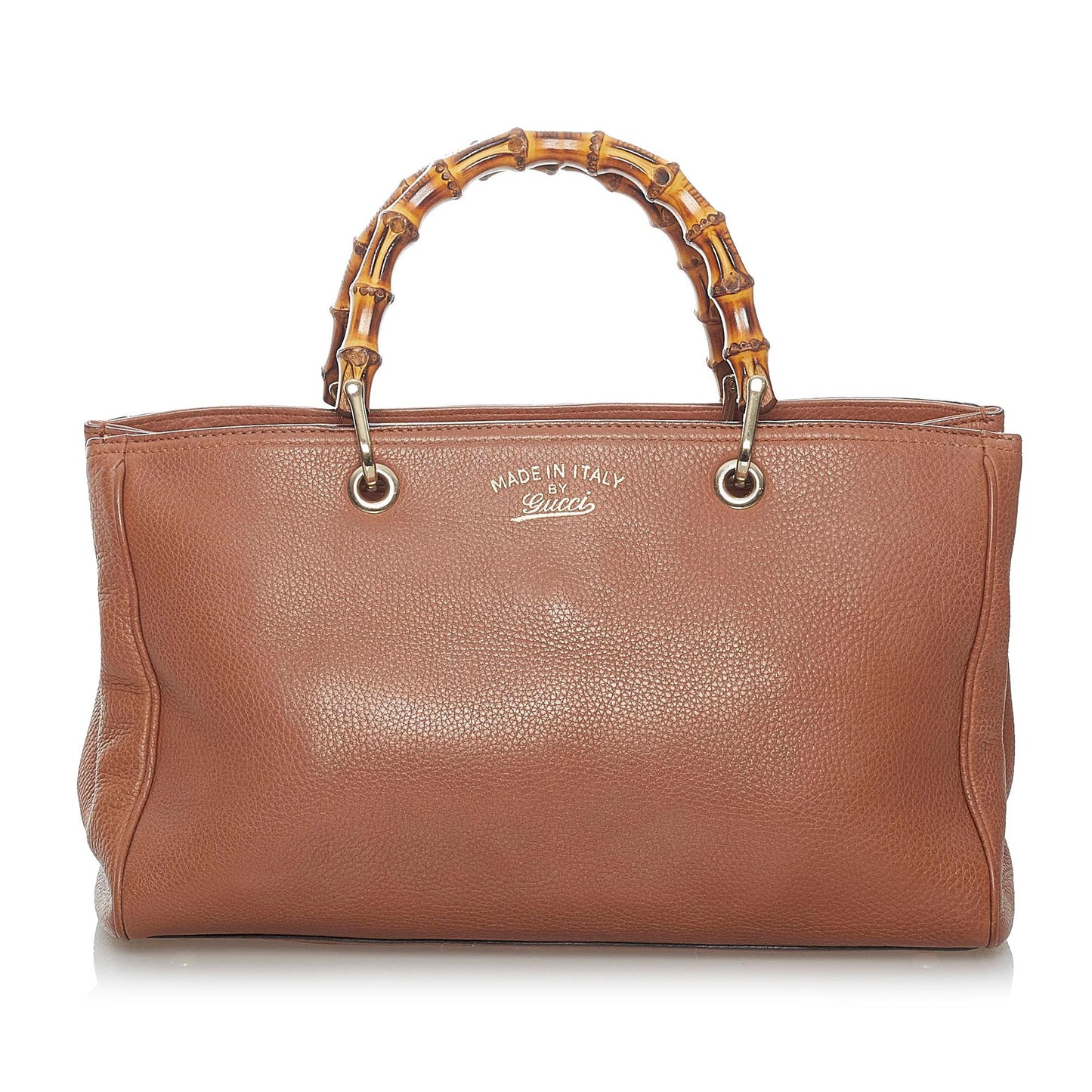 Gucci Bamboo Shopper SHG Leather Calf Brown Satchel Bag Handbag Shg