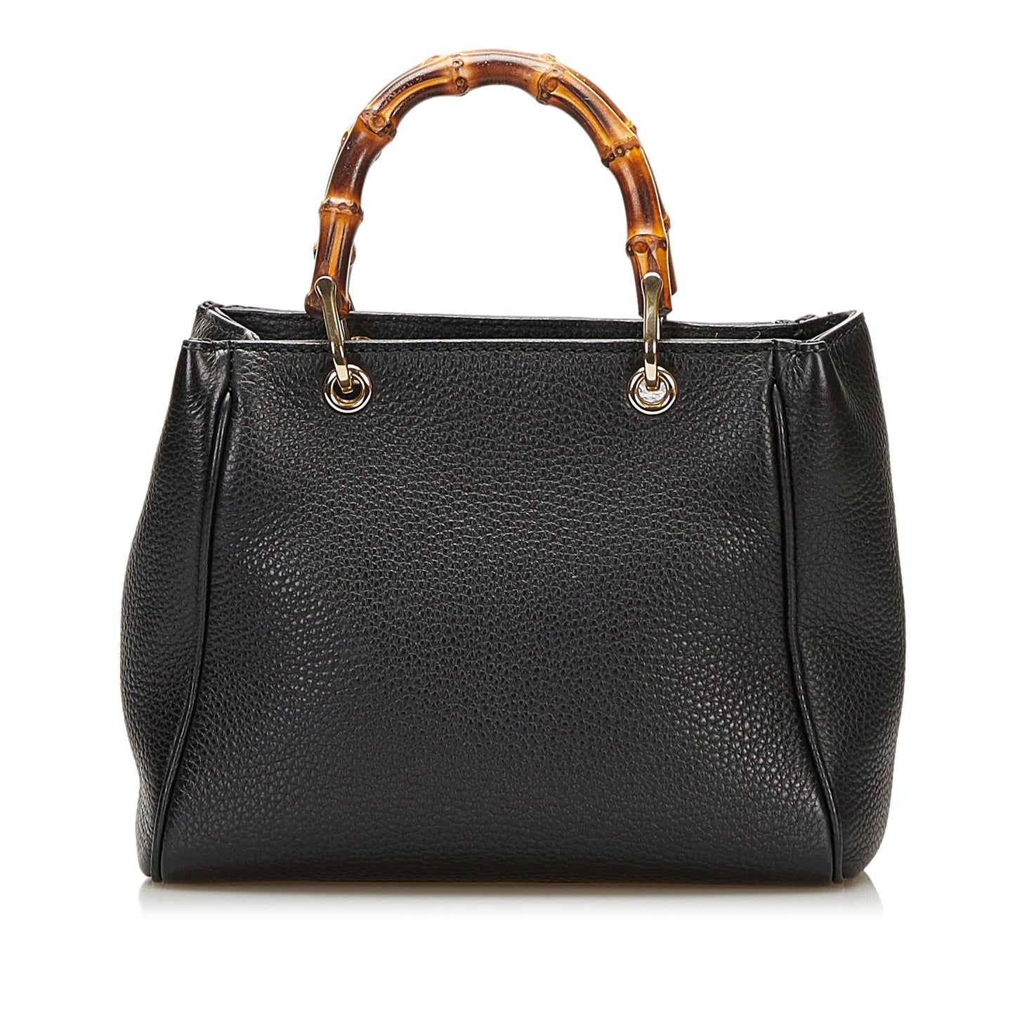 Gucci Bamboo Shopper SHG Leather Calf Black Satchel Bag Handbag Shg