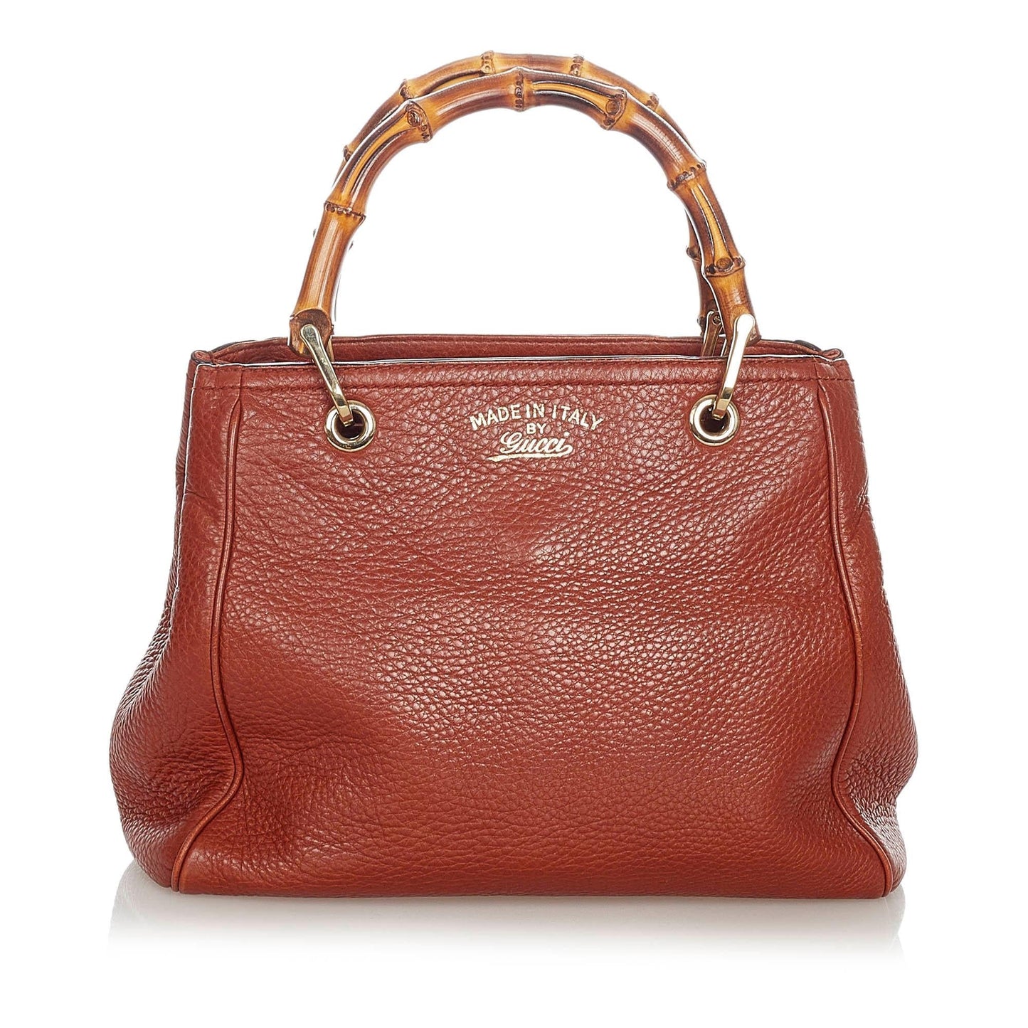 Gucci Bamboo Shopper SHG Leather Calf Brown Satchel Bag 10