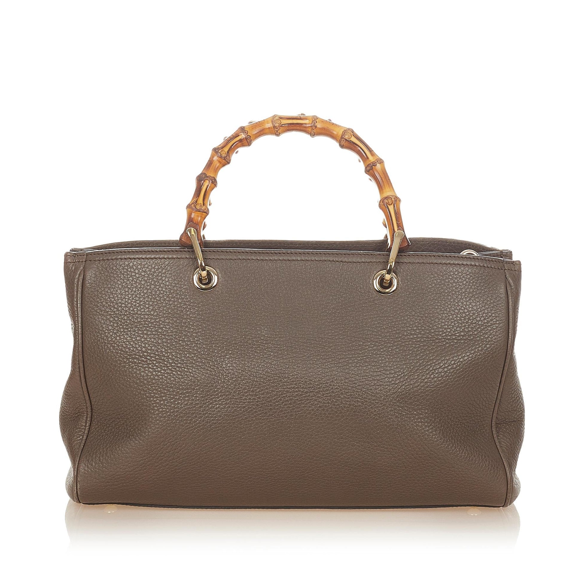 Gucci Bamboo Shopper SHG Leather Calf Brown Satchel Bag 5