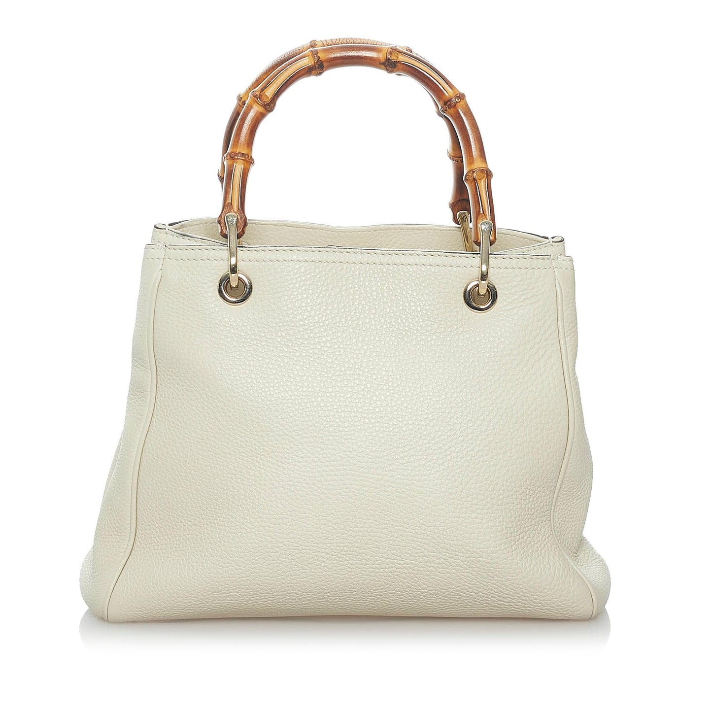 Gucci Bamboo Shopper SHG Leather Calf White Brown Satchel Bag Satchel Shg