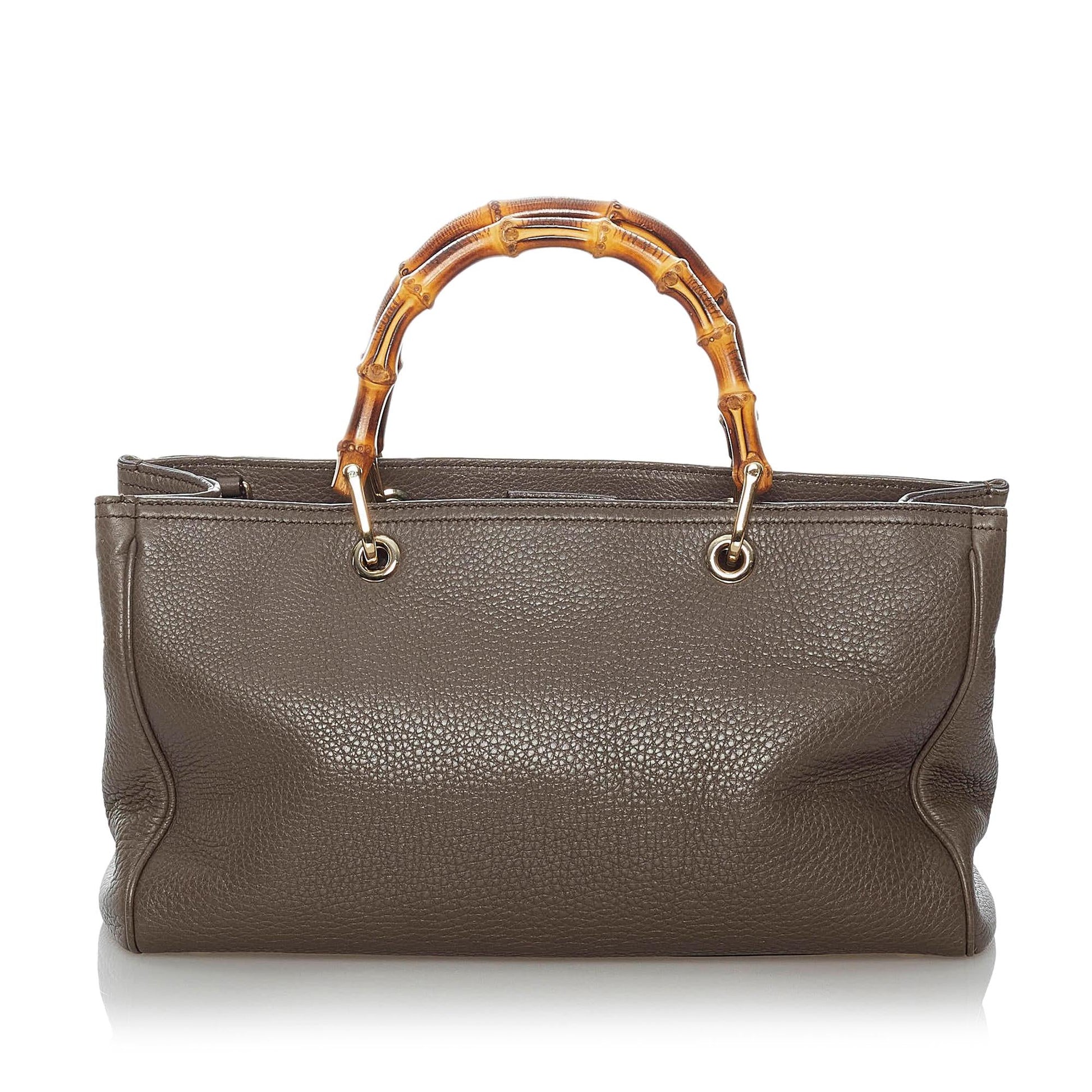 Gucci Bamboo Shopper SHG Leather Calf Grey Satchel Bag