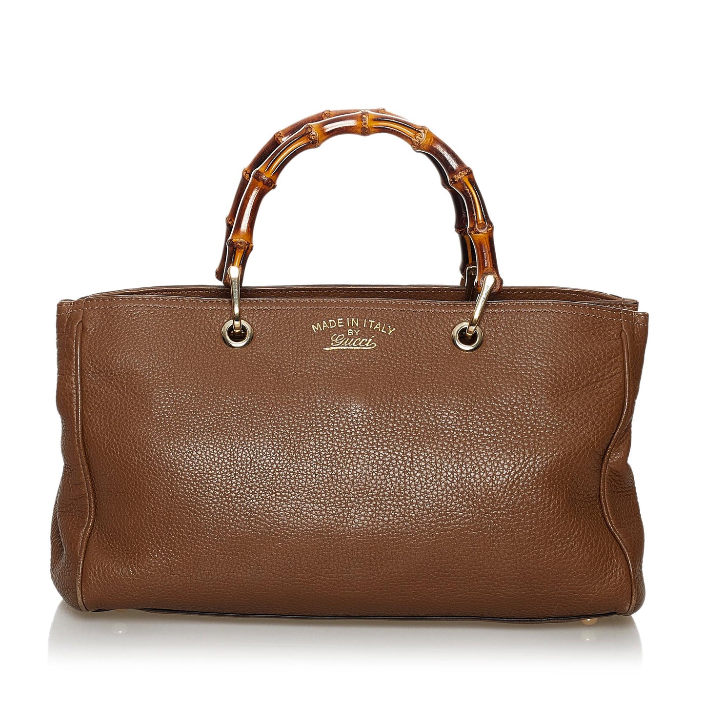 Gucci Bamboo Shopper SHG Leather Calf Brown Satchel Bag 11