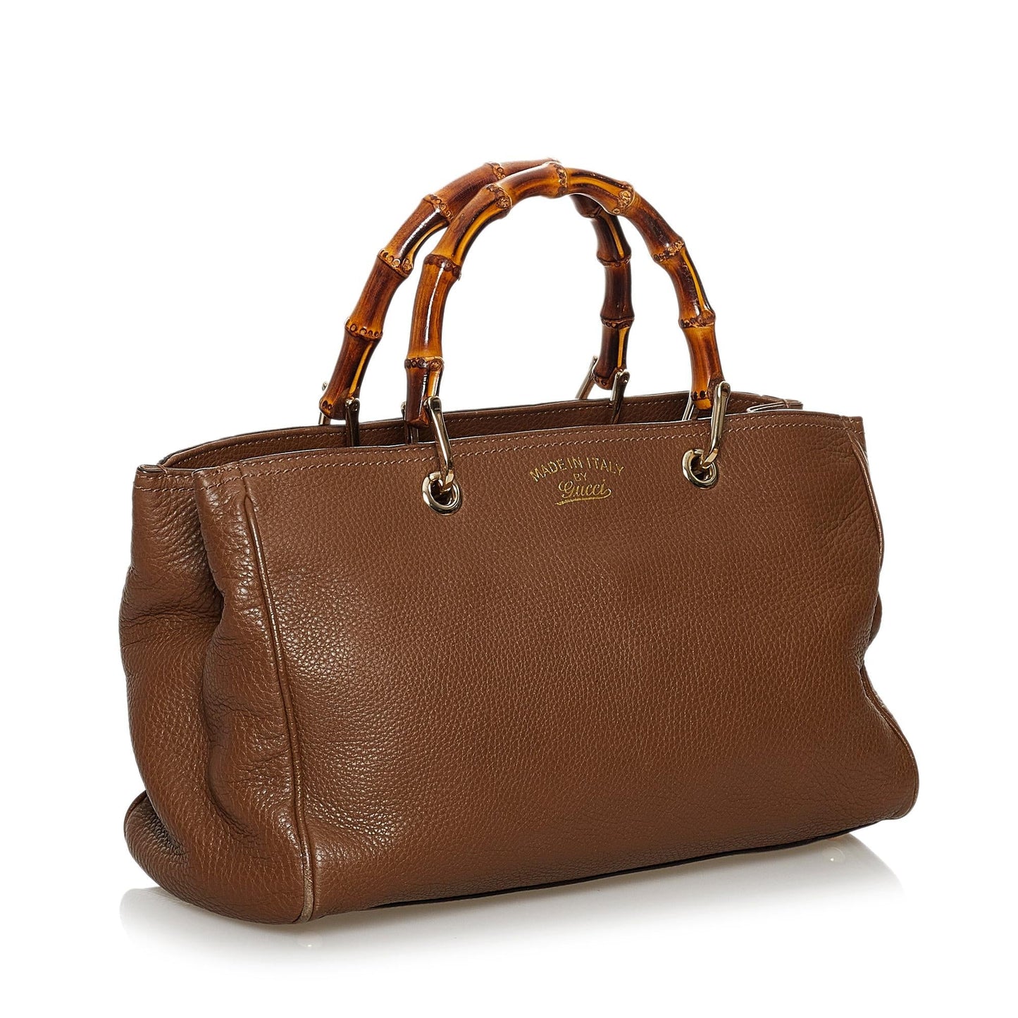 Gucci Bamboo Shopper SHG Leather Calf Brown Satchel Bag 11