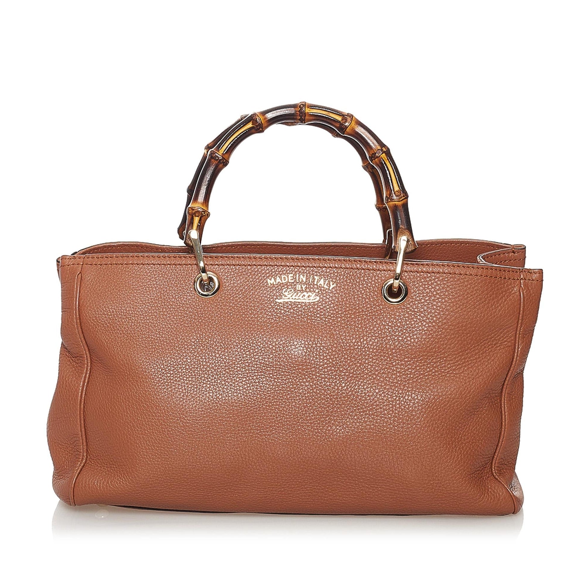 Gucci Bamboo Shopper SHG Leather Calf Brown Satchel Bag 12
