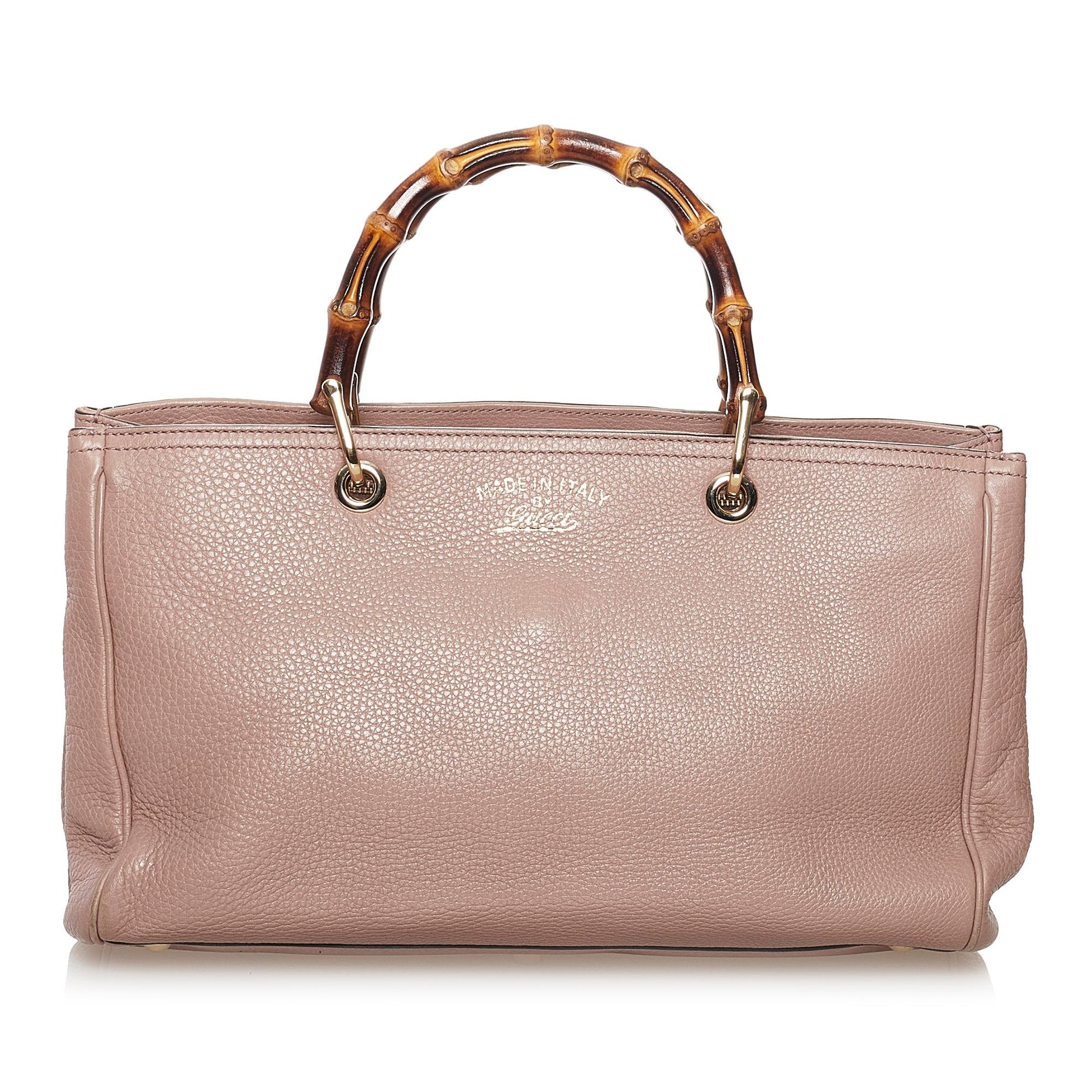 Gucci Bamboo Shopper SHG Leather Calf Pink Satchel Bag 4
