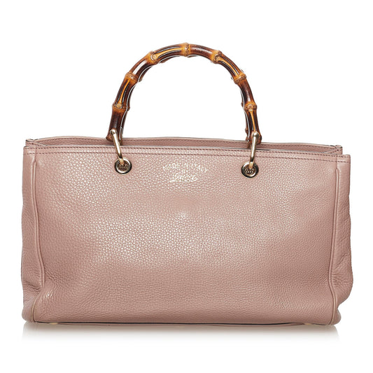 Gucci Bamboo Shopper SHG Leather Calf Pink Satchel Bag 4