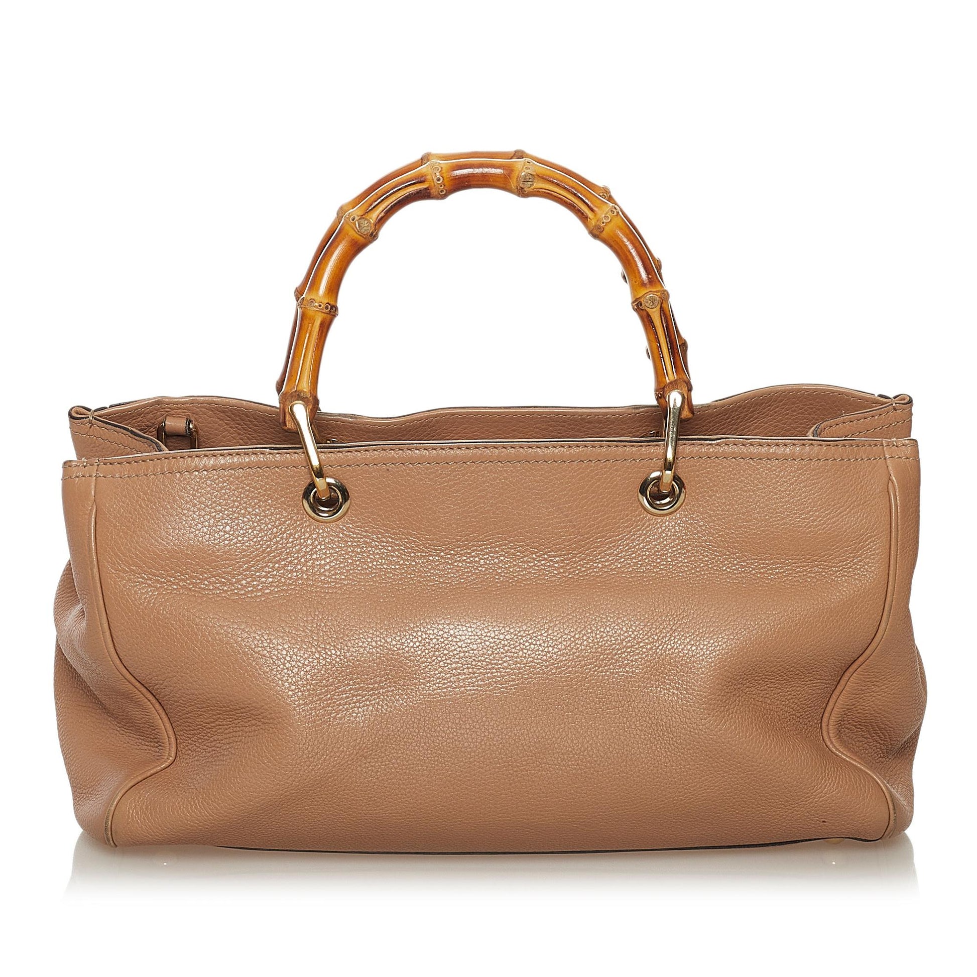 Gucci Bamboo Shopper SHG Leather Calf Brown Satchel Bag Satchel Shg