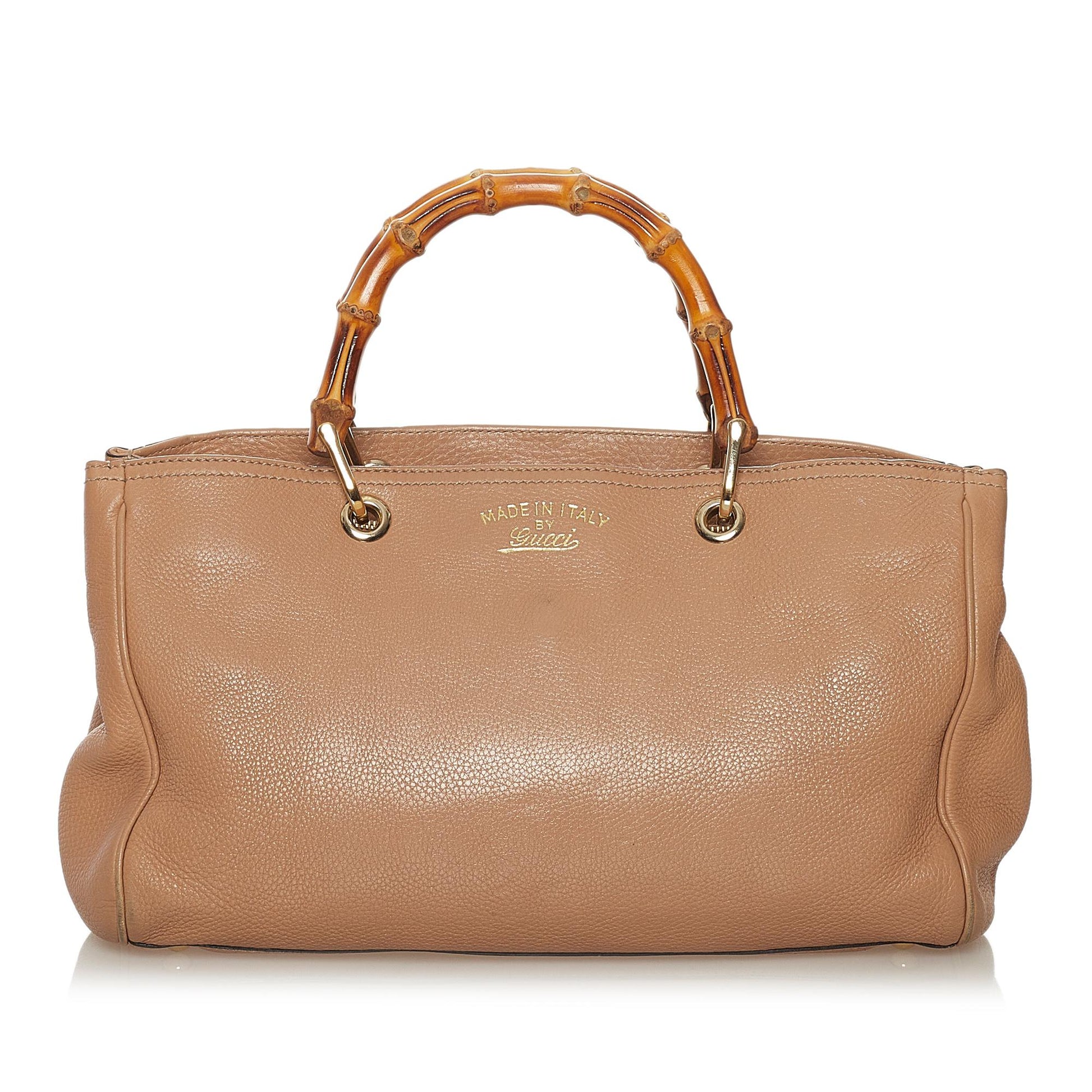 Gucci Bamboo Shopper SHG Leather Calf Brown Satchel Bag Satchel Shg