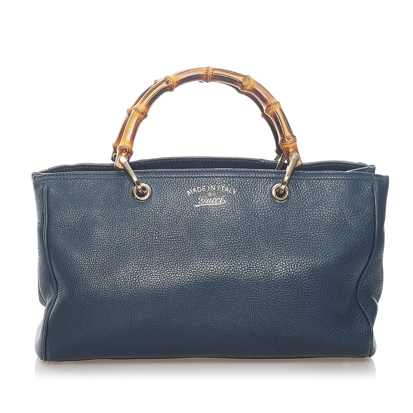 Gucci Bamboo Shopper SHG Leather Calf Blue Satchel Bag