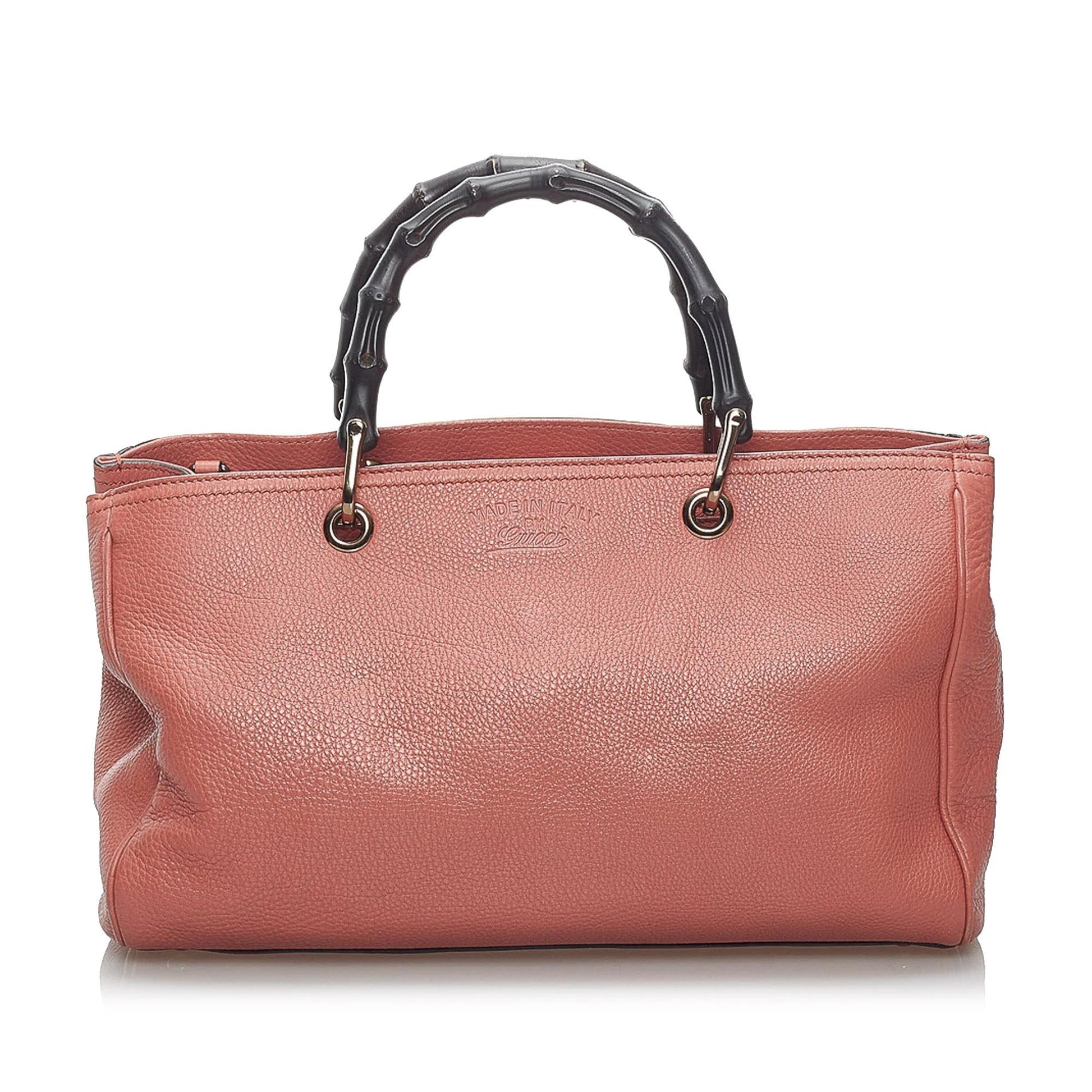 Gucci Bamboo Shopper SHG Leather Calf Pink Satchel Bag