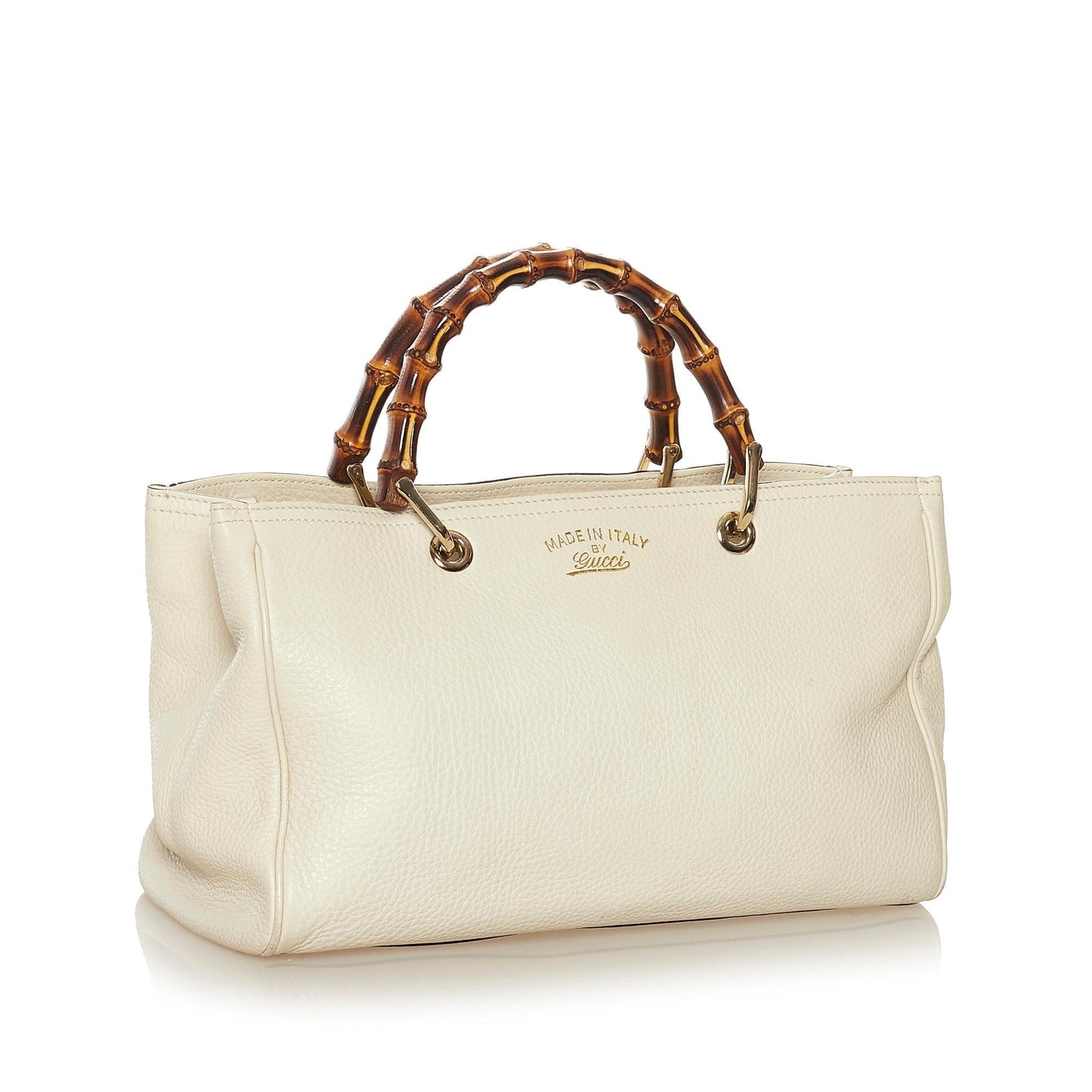 Gucci Bamboo Shopper SHG Leather Calf White Satchel Bag