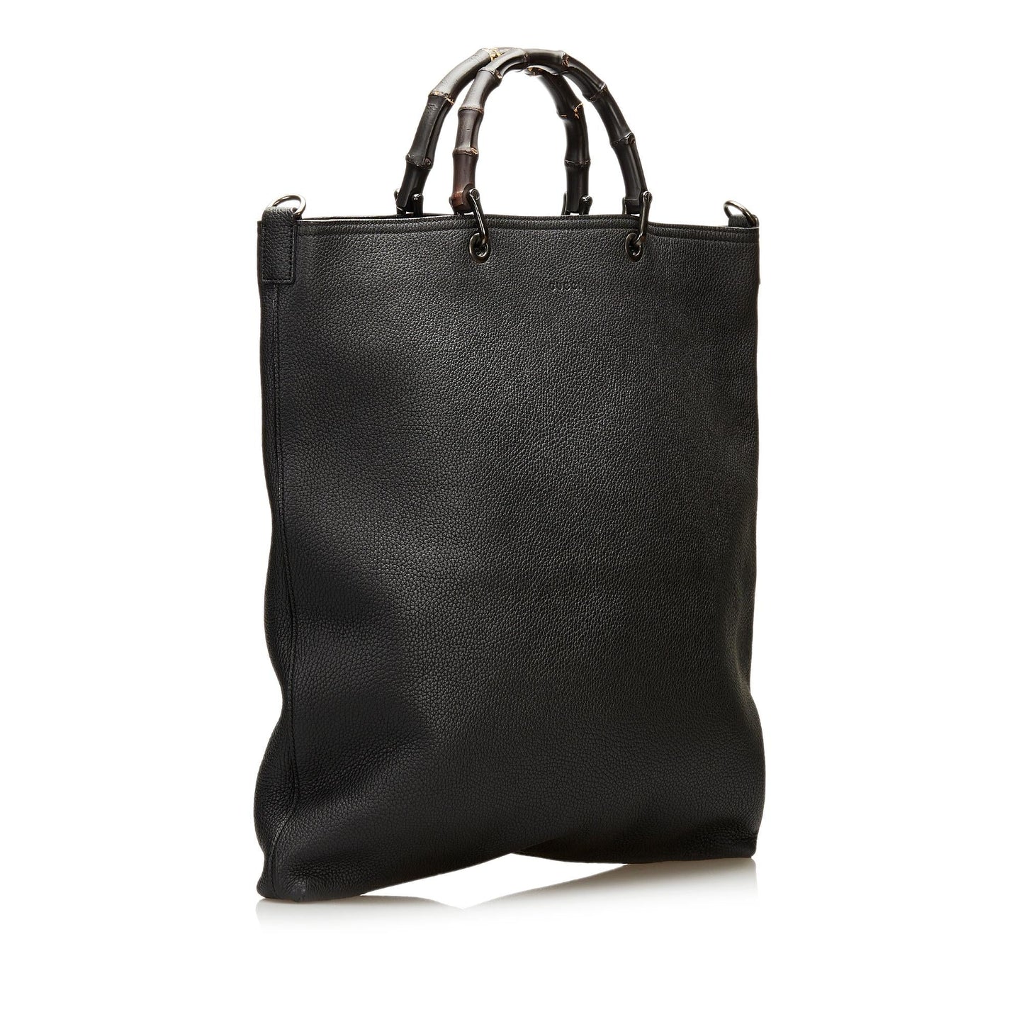 Gucci Bamboo Shopper SHG Leather Calf Black Satchel Bag 4