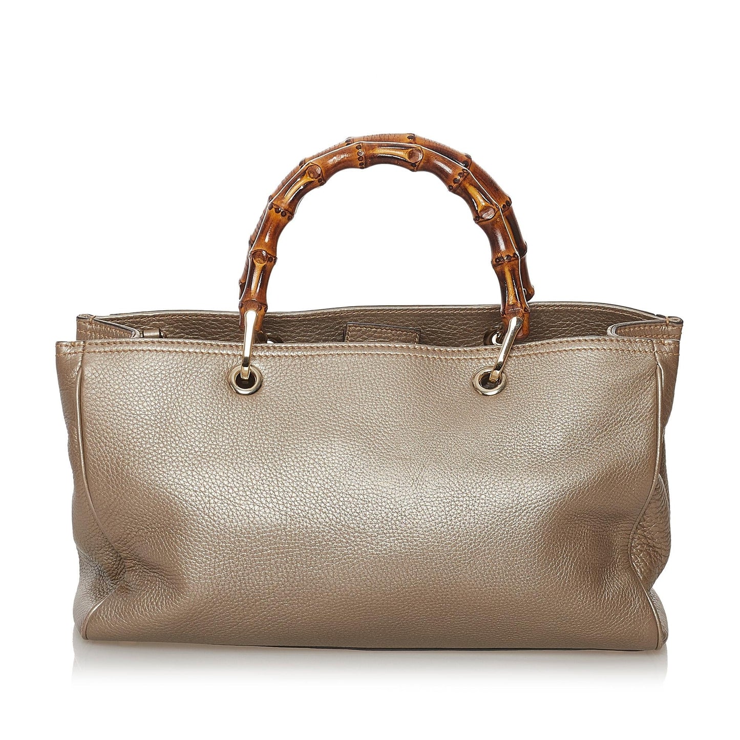 Gucci Bamboo Shopper SHG Leather Calf Brown Satchel Bag 4