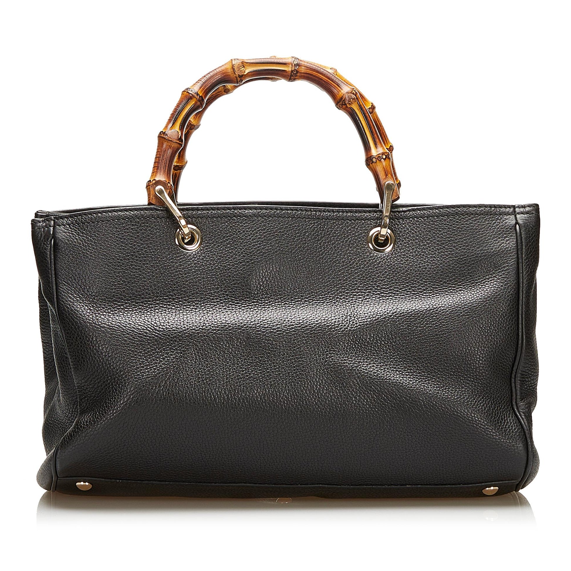 Gucci Bamboo Shopper SHG-dP6JxK Leather Calf Black Brown Satchel Bag
