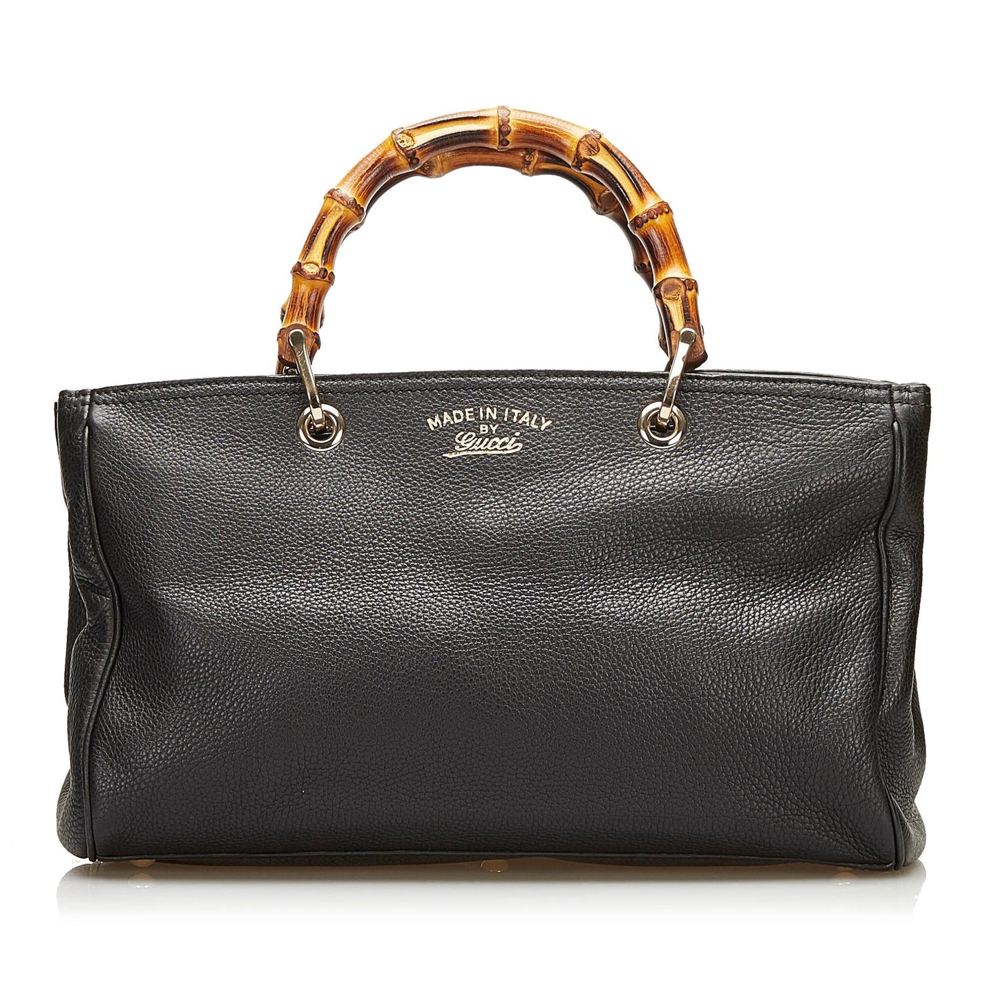 Gucci Bamboo Shopper SHG-dP6JxK Leather Calf Black Brown Satchel Bag