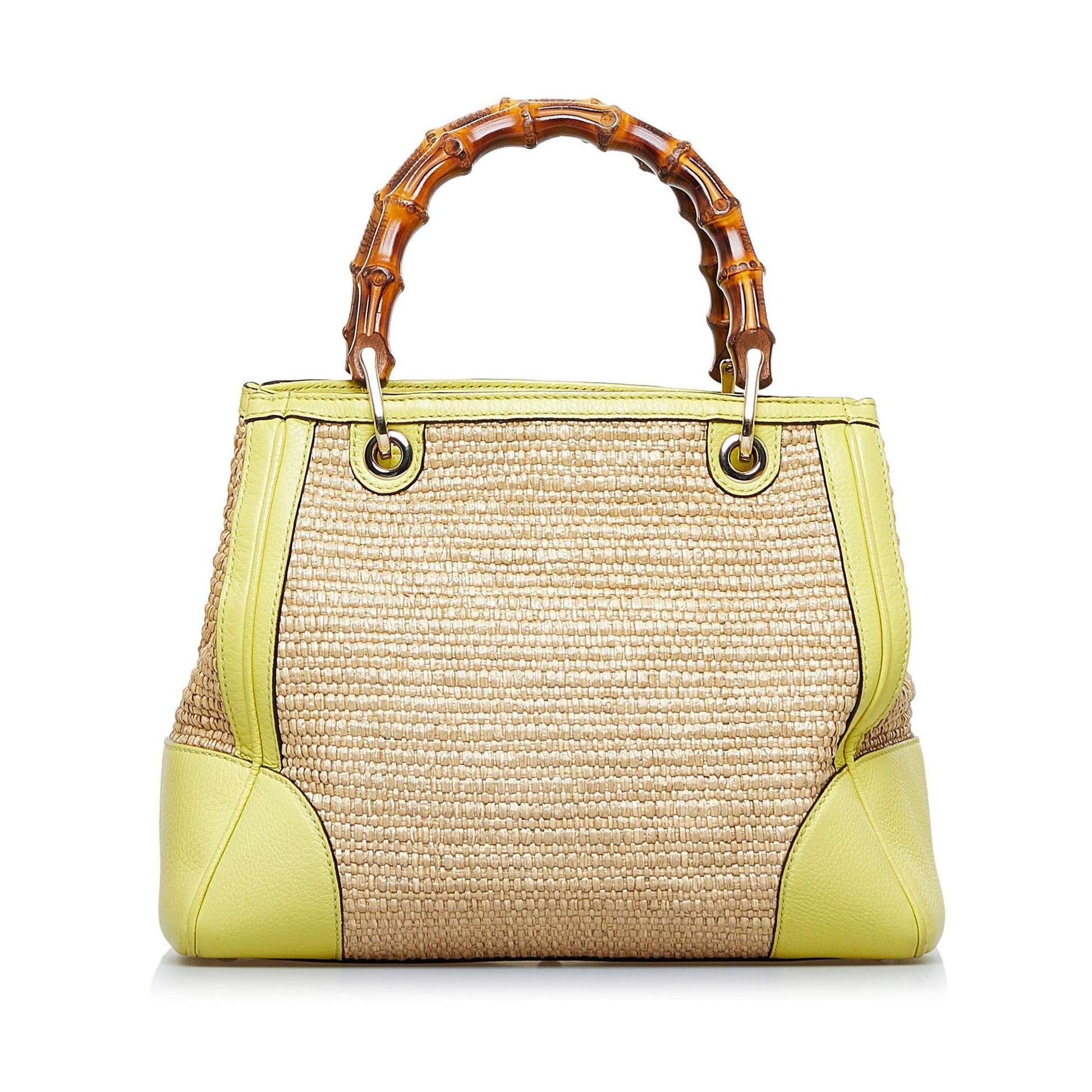 Gucci Bamboo Shopper SHG-PexXRK Raffia Calf Brown Satchel Bag