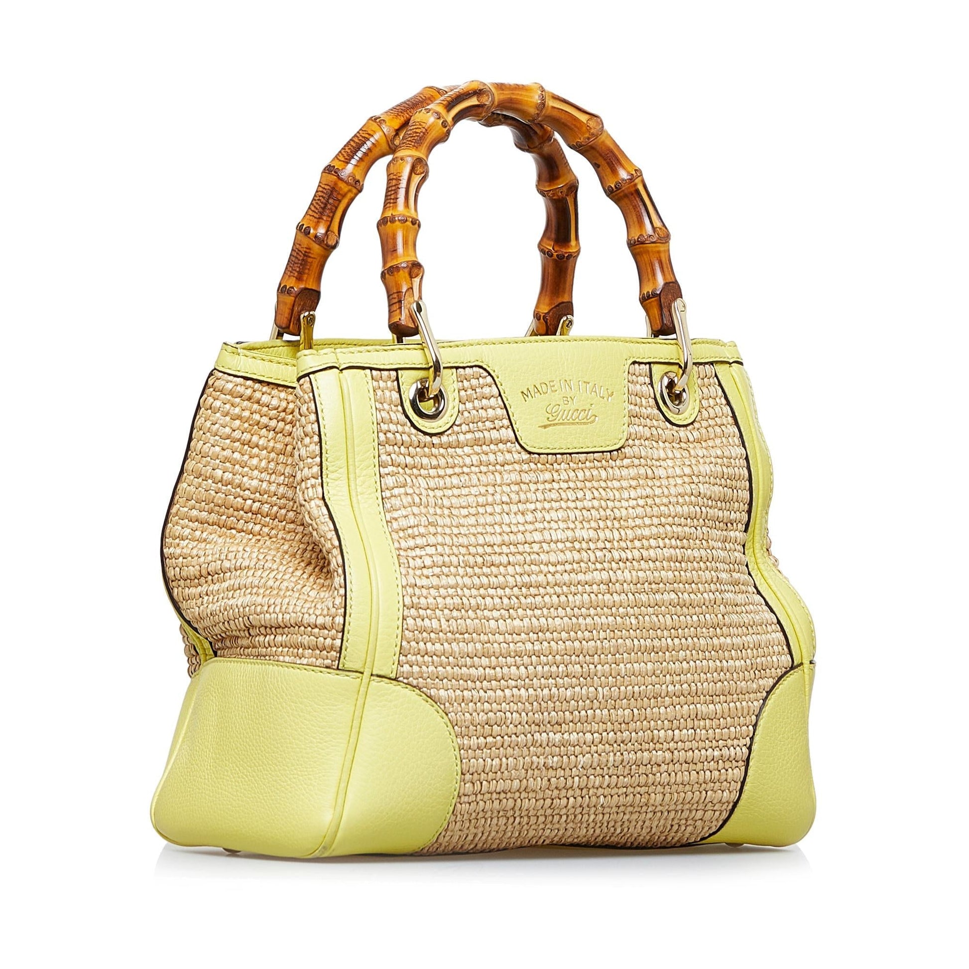 Gucci Bamboo Shopper SHG-PexXRK Raffia Calf Brown Satchel Bag