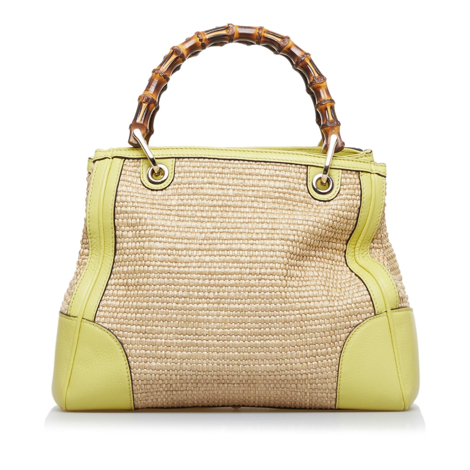 Gucci Bamboo Shopper SHG-O4uoe2 Raffia Brown Satchel Bag
