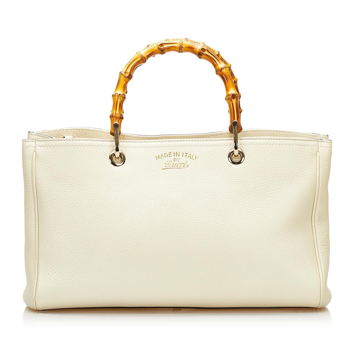 Gucci Bamboo Shopper SHG Calf White Satchel Bag