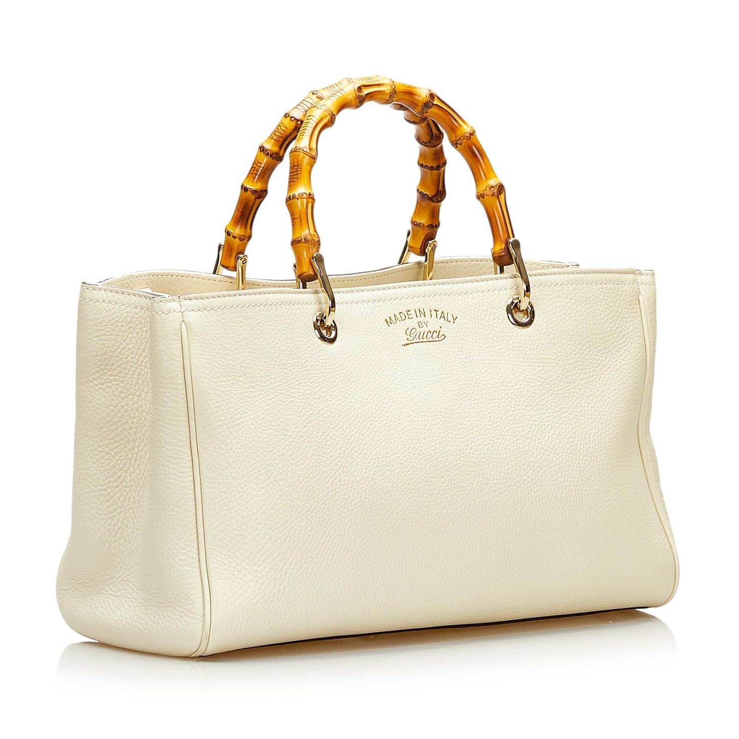 Gucci Bamboo Shopper SHG Calf White Satchel Bag