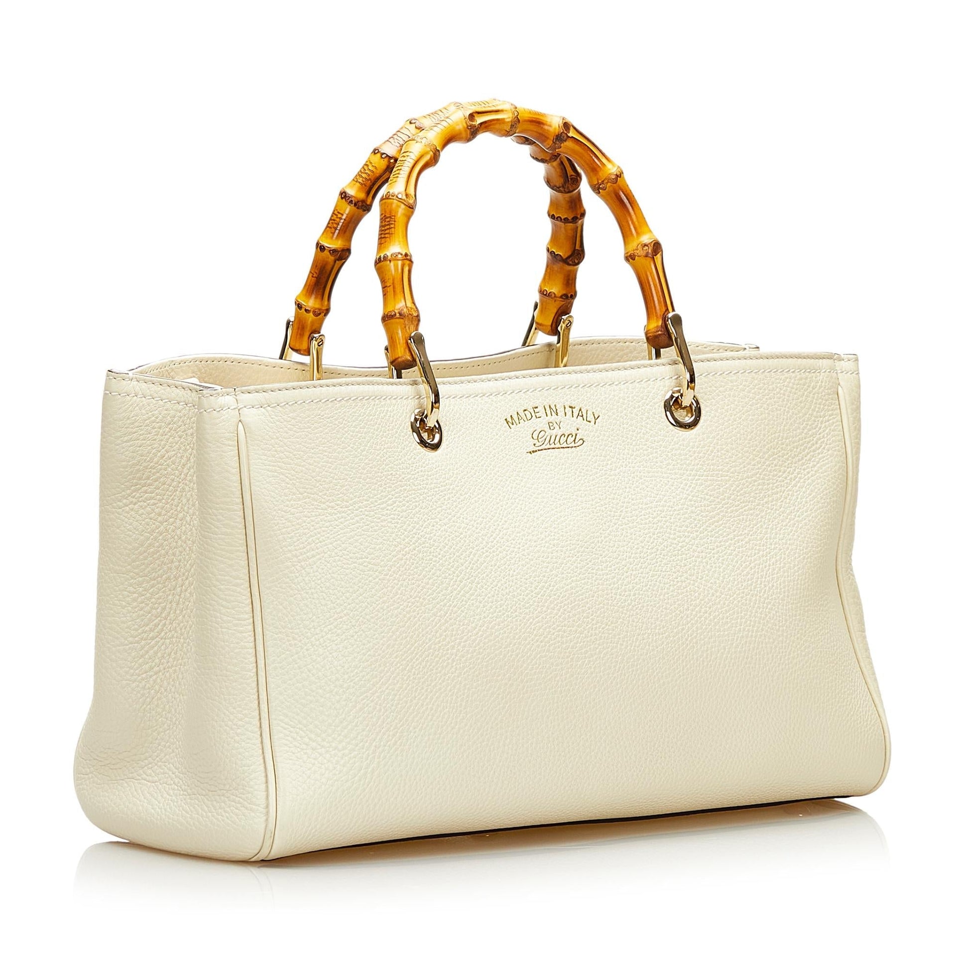Gucci Bamboo Shopper SHG Calf White Satchel Bag