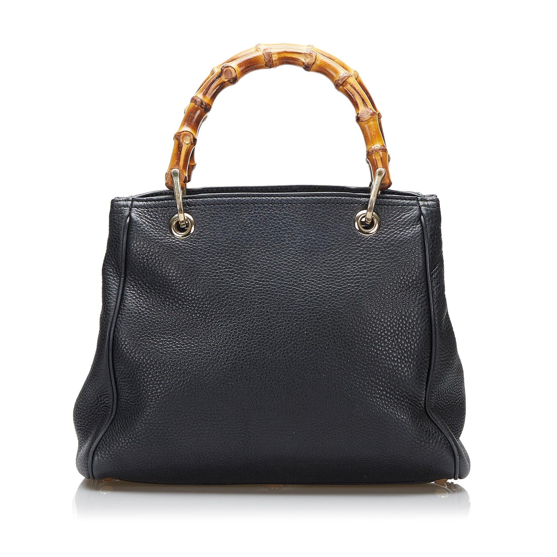 Gucci Bamboo Shopper SHG- MiTw Calf Black Satchel Bag