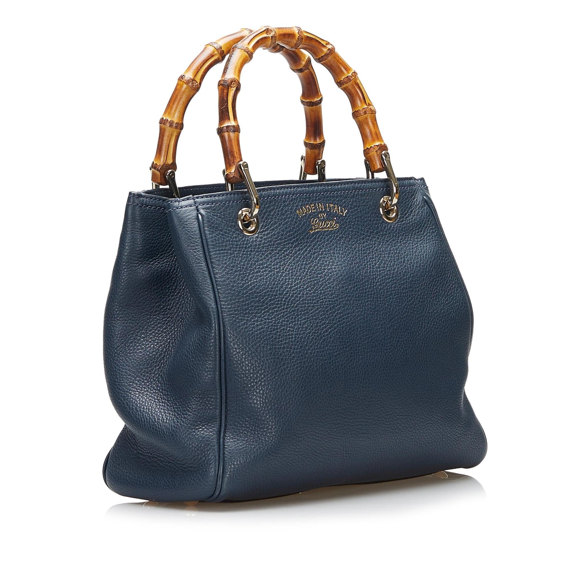 Gucci Bamboo Shopper SHG-N6R3UX Calf Blue Satchel Bag