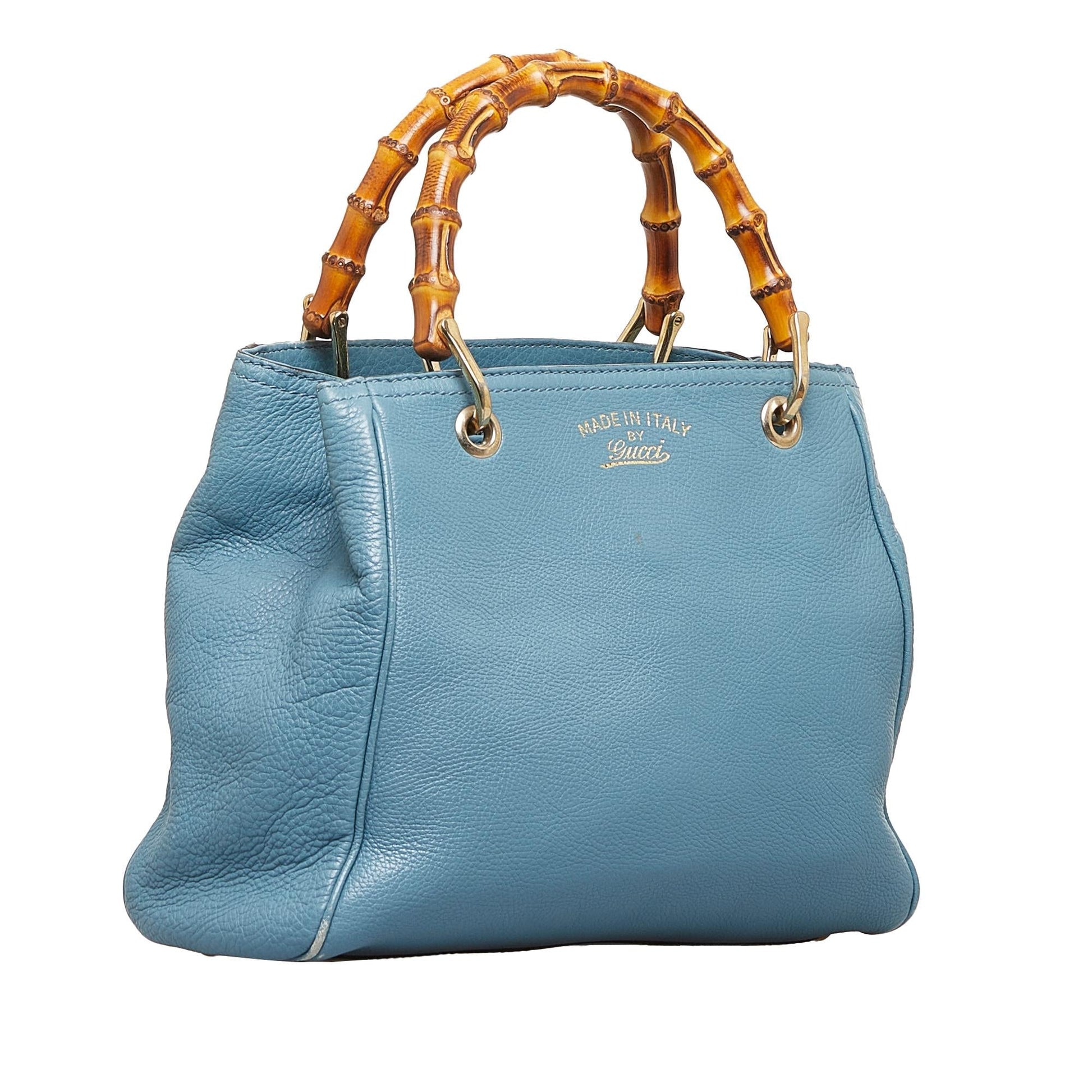 Gucci Bamboo Shopper SHG-3WFsV0 Calf Blue Satchel Bag