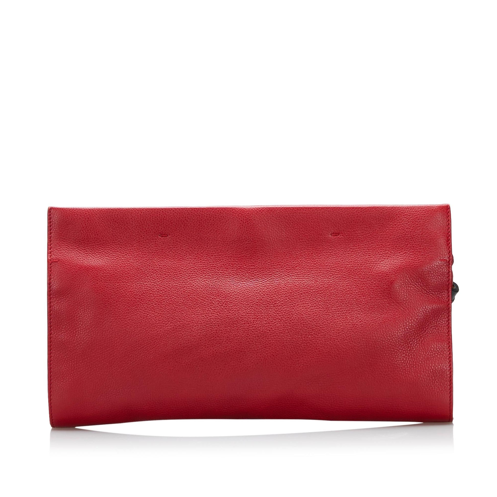 Gucci Bamboo Tassel SHG Calf Red Clutch Bag