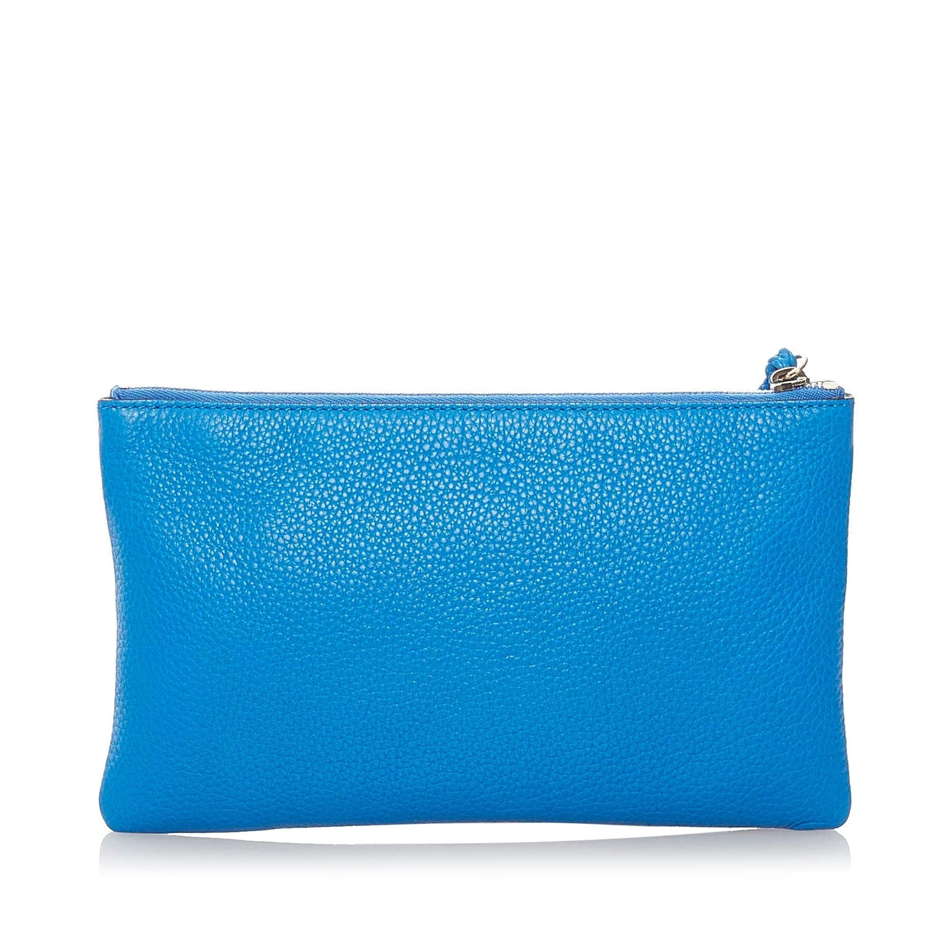 Gucci Bamboo Tassel SHG Leather Calf Blue Clutch Bag