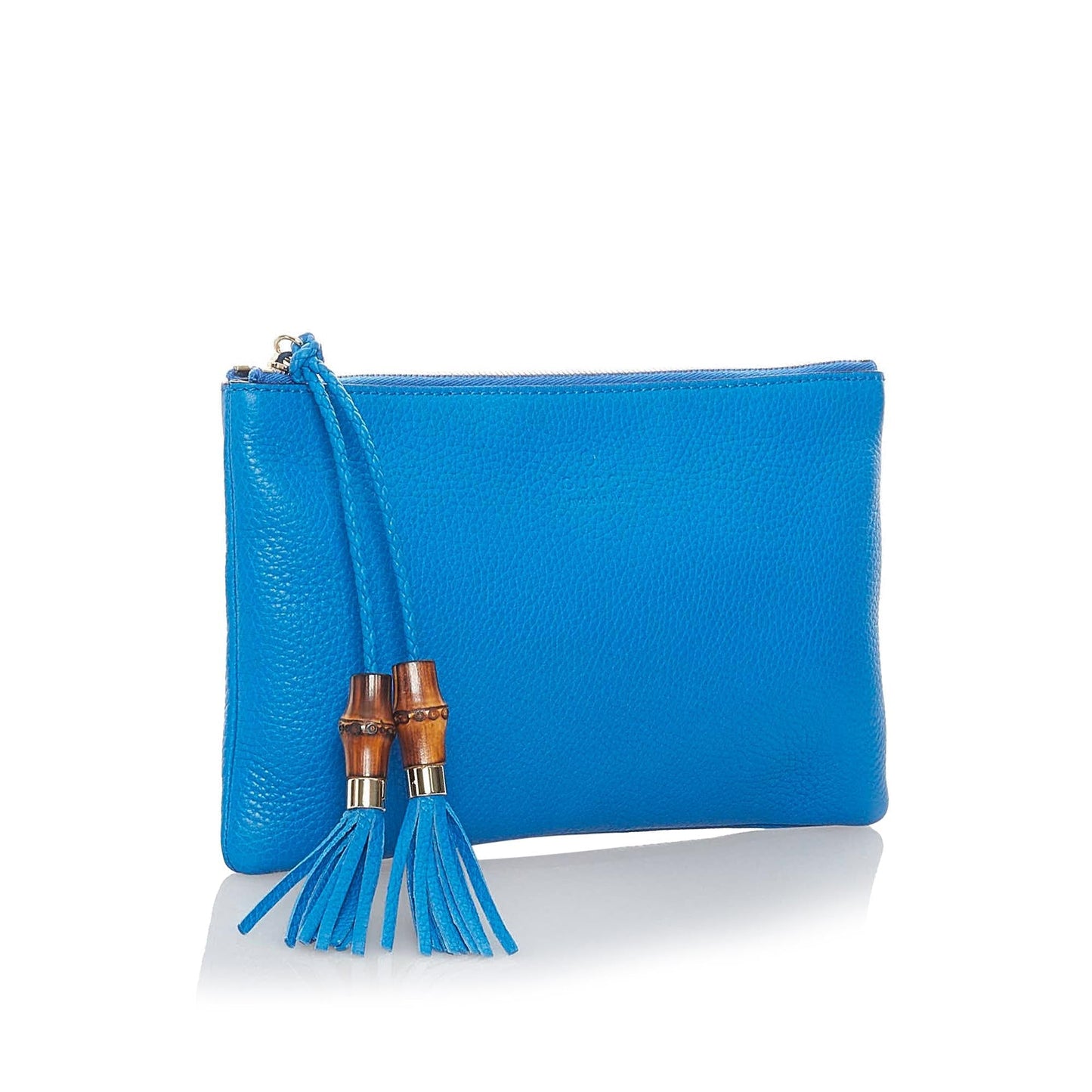 Gucci Bamboo Tassel SHG Leather Calf Blue Clutch Bag
