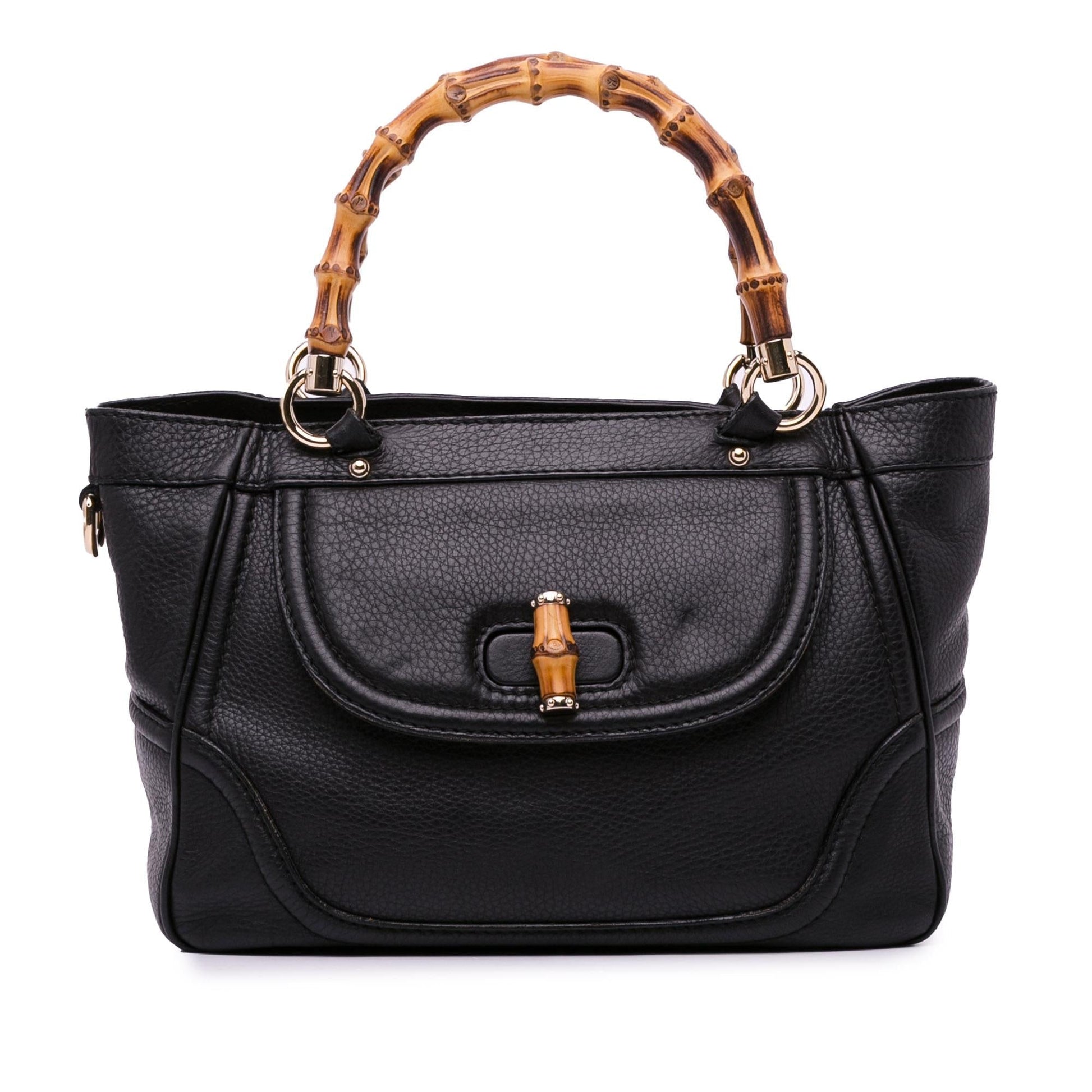 Gucci Bamboo Tassel SHG-7lSzMQ Calf Black Tote Bag