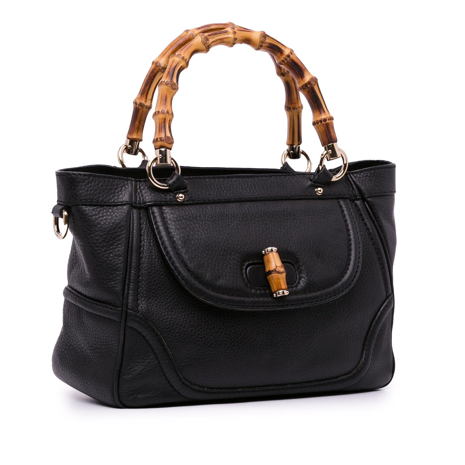 Gucci Bamboo Tassel SHG-7lSzMQ Calf Black Tote Bag