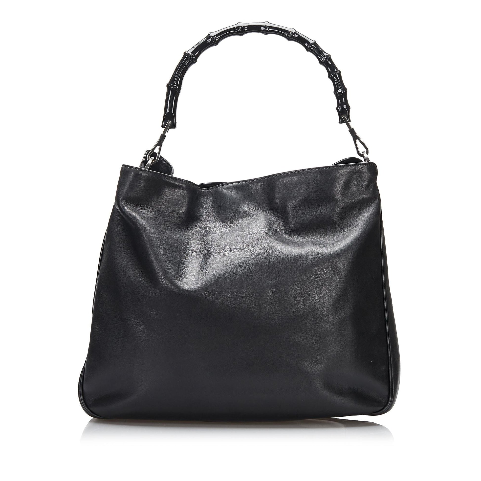 Gucci Bamboo SHG-4ZhtQd Calf Black Tote Bag