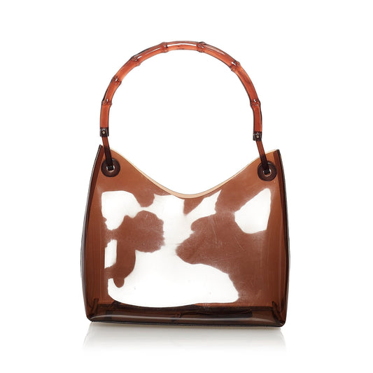Gucci Bamboo Vinyl SHG Brown Satchel Bag
