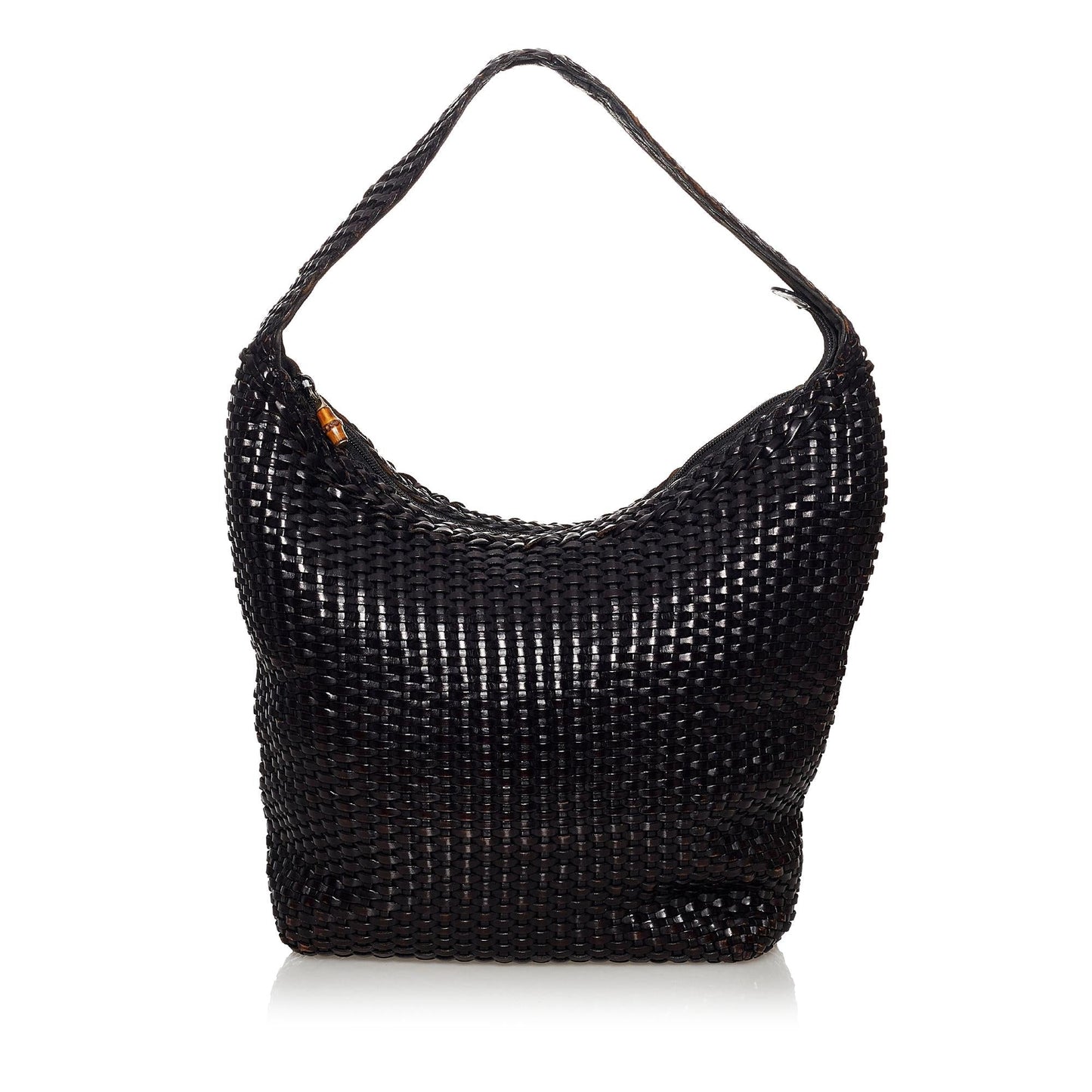 Gucci Bamboo Weaved SHG Leather Calf Black Shoulder Bag