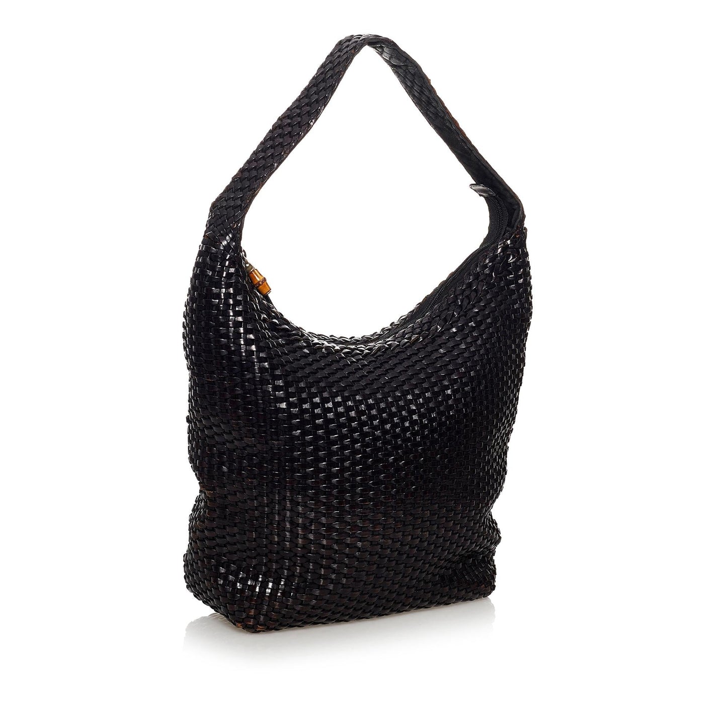 Gucci Bamboo Weaved SHG Leather Calf Black Shoulder Bag