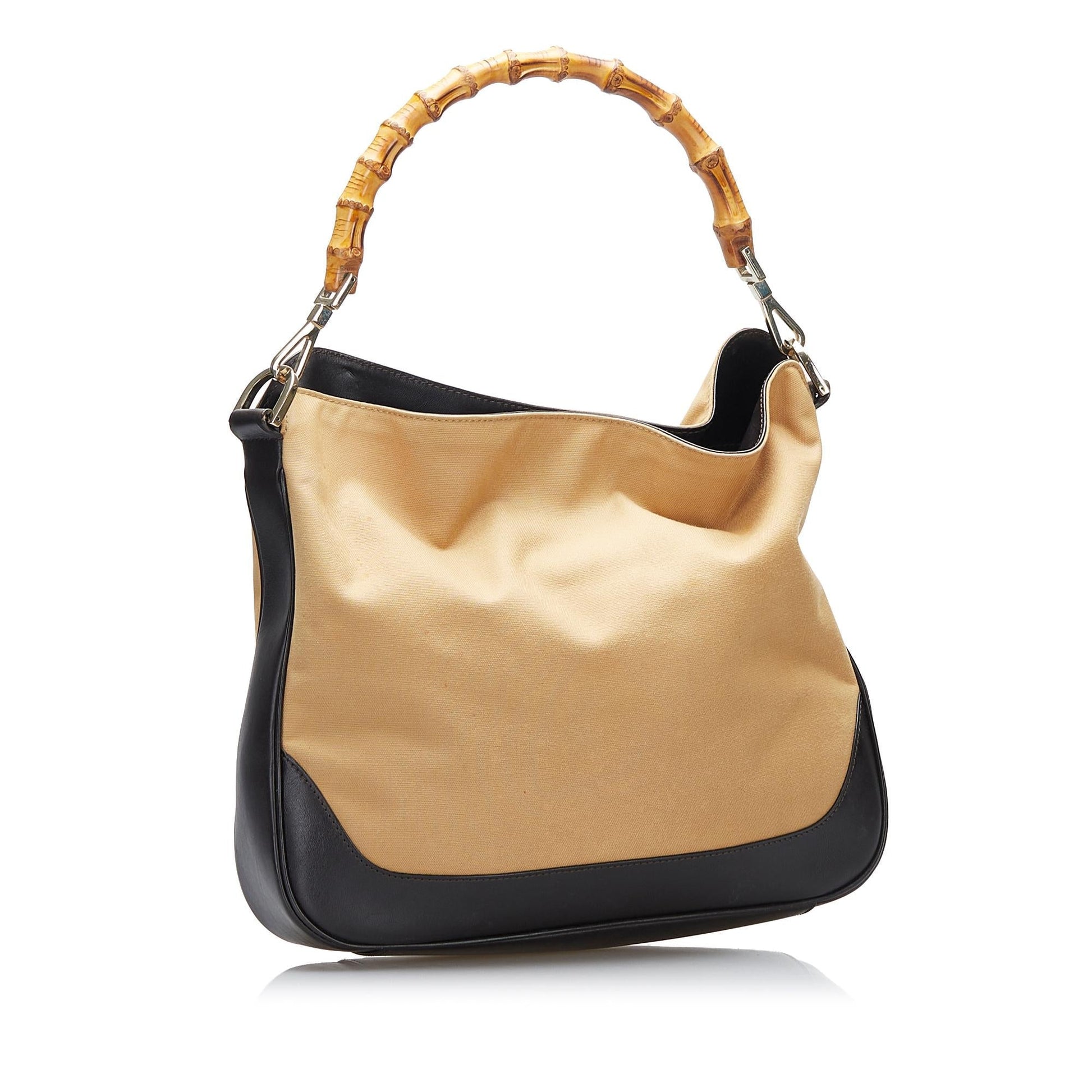 Gucci Bamboo Web SHG-h6OTTp Nylon Calf Brown Satchel Bag