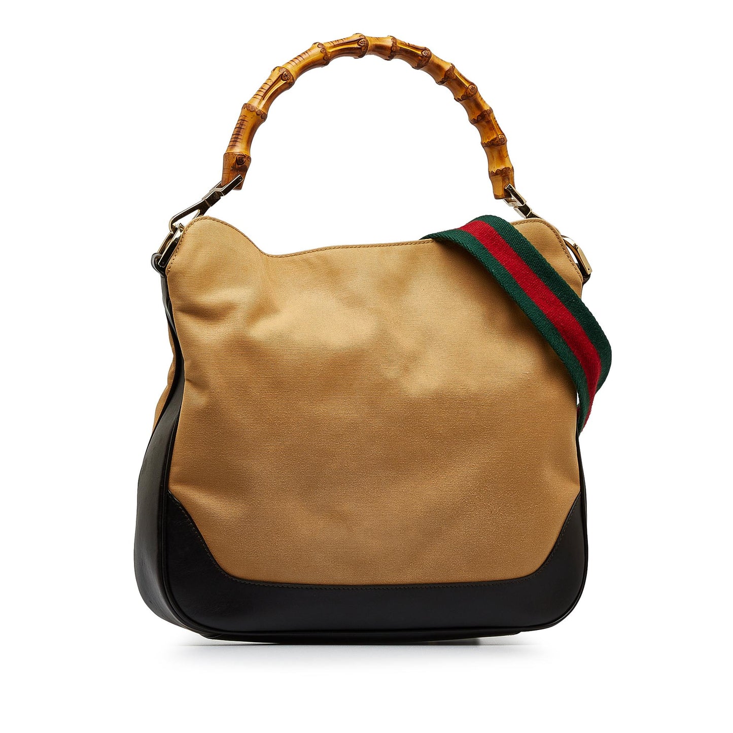 Gucci Bamboo Web SHG-67Artc Canvas Brown Satchel Bag