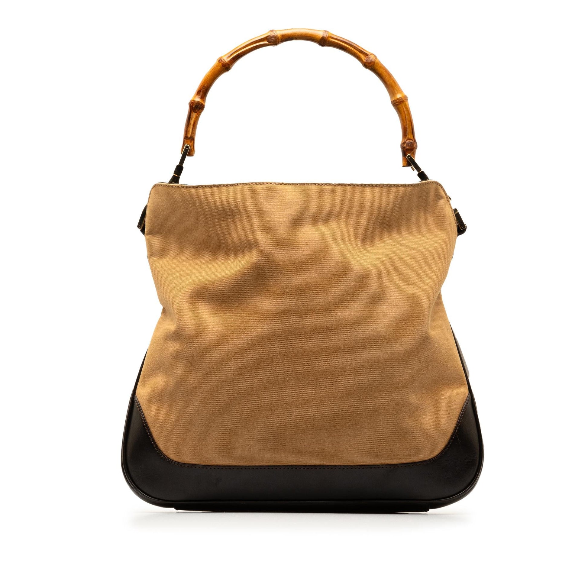 Gucci Bamboo Web SHG-RzuPO1 Canvas Calf Black Brown Satchel Bag