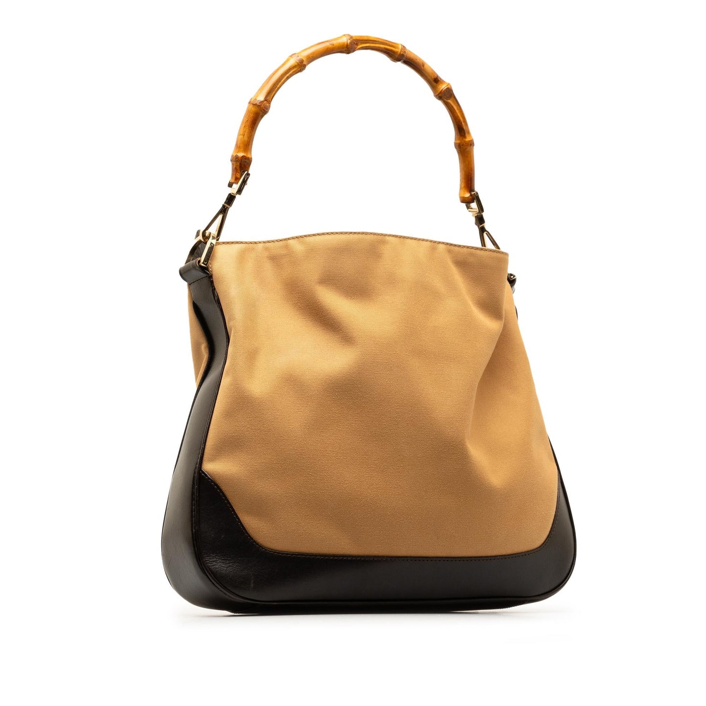 Gucci Bamboo Web SHG-RzuPO1 Canvas Calf Black Brown Satchel Bag