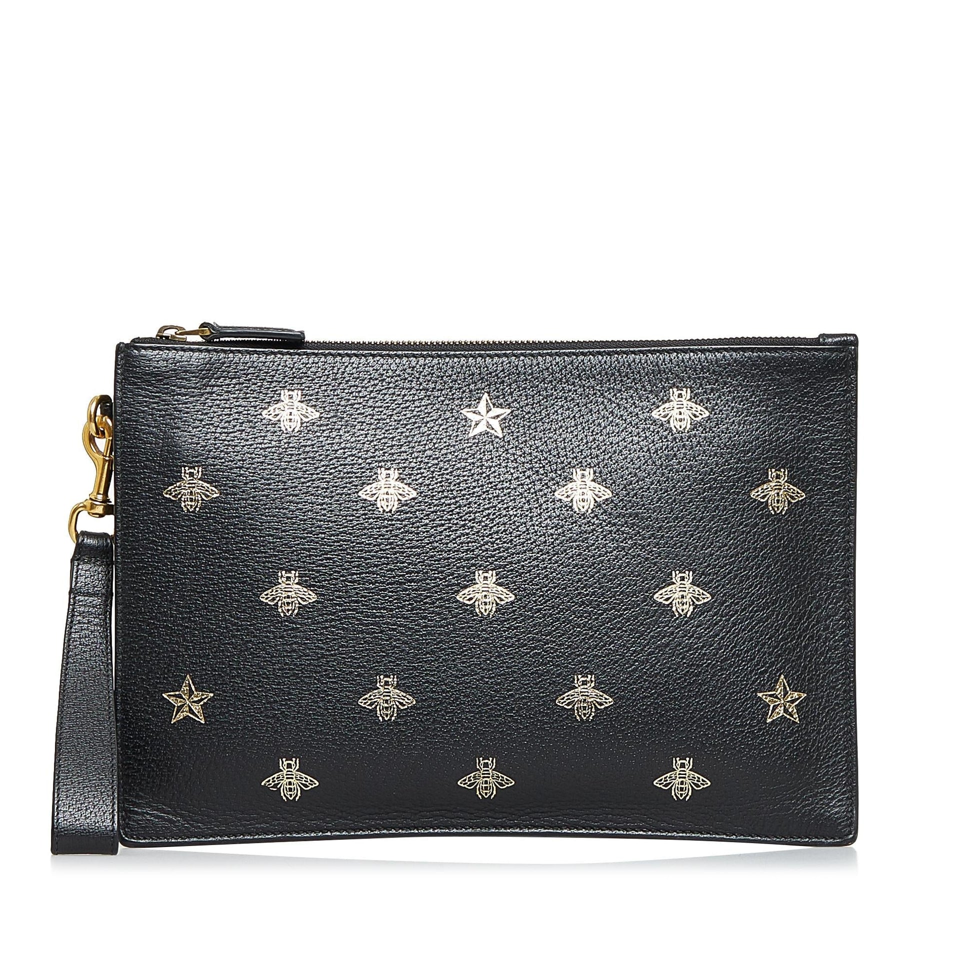 Gucci Bee Star SHG-yQxXBk Calf Black Clutch Bag